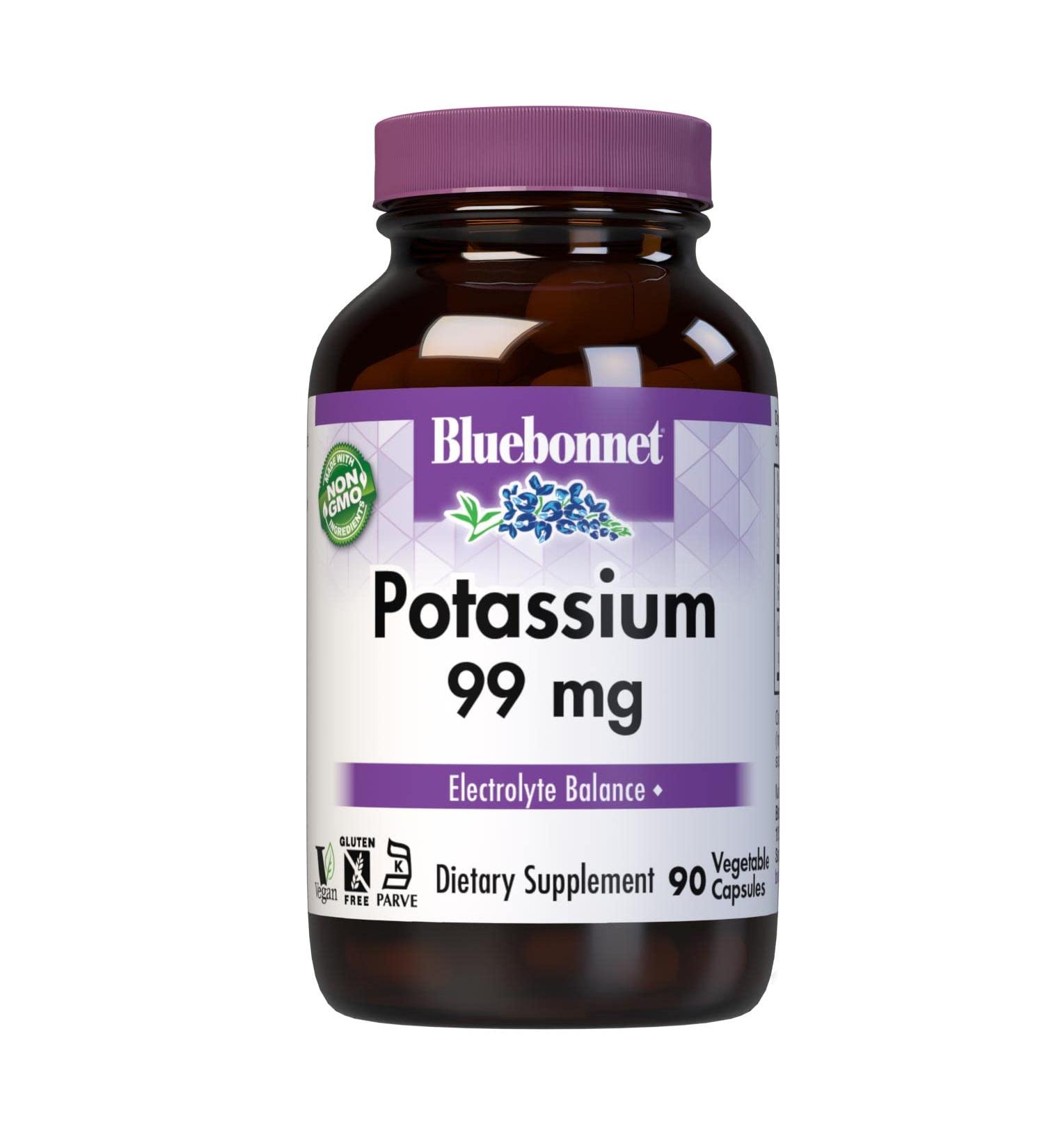 BlueBonnet Potassium 99mg Vegetarian Capsules - 90 Count Pack of 1 | Unflavored - Buy Online on GoSupps.com