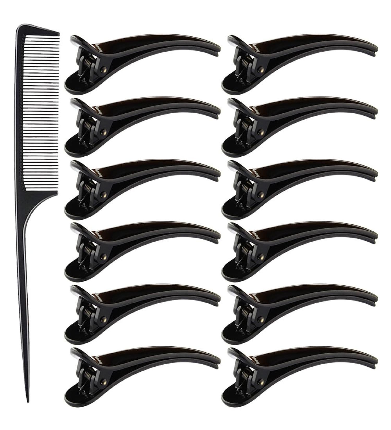 12 Pcs Black Hair Clips - Durable Plastic Compartment Clamps for Hairdressers | Combi Clip Set - Buy Online on GoSupps.com