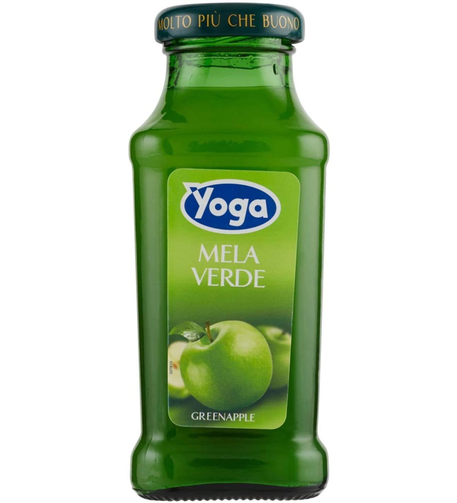 48x Yoga Bar Mela Verde Green Apple Fruit Juice Drink Fruit Flavor Glass Bottle 200ml Fruit Juice