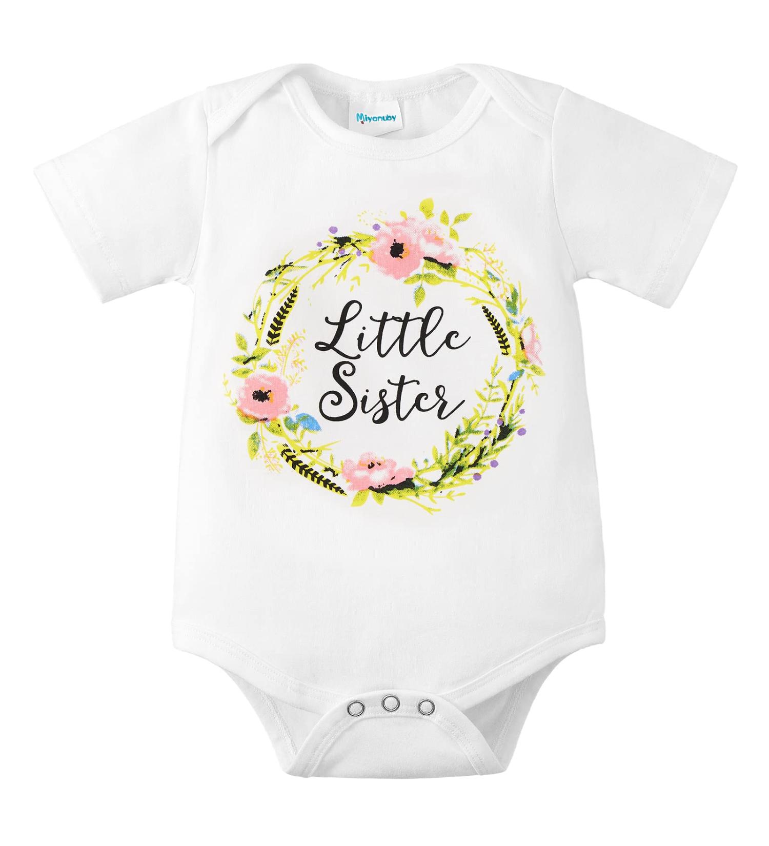 Miyababy Matching Sister Romper Set - Big & Little Sister Cotton T-Shirt Jumpsuit 0-3 Months - Buy Online on GoSupps.com