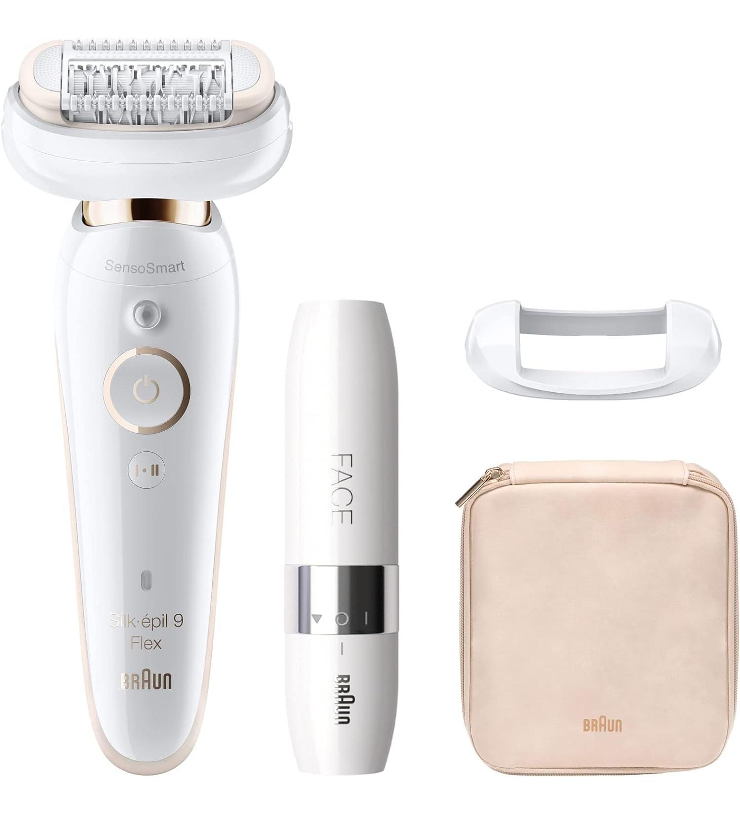 Buy Braun Silk- pil 9 Flex Epilator for Women - Wireless Hair Remover with Flexible Head & Face Hair Remover 40 Tweezers - Model 9-005 in White/Gold - Buy Online on GoSupps.com