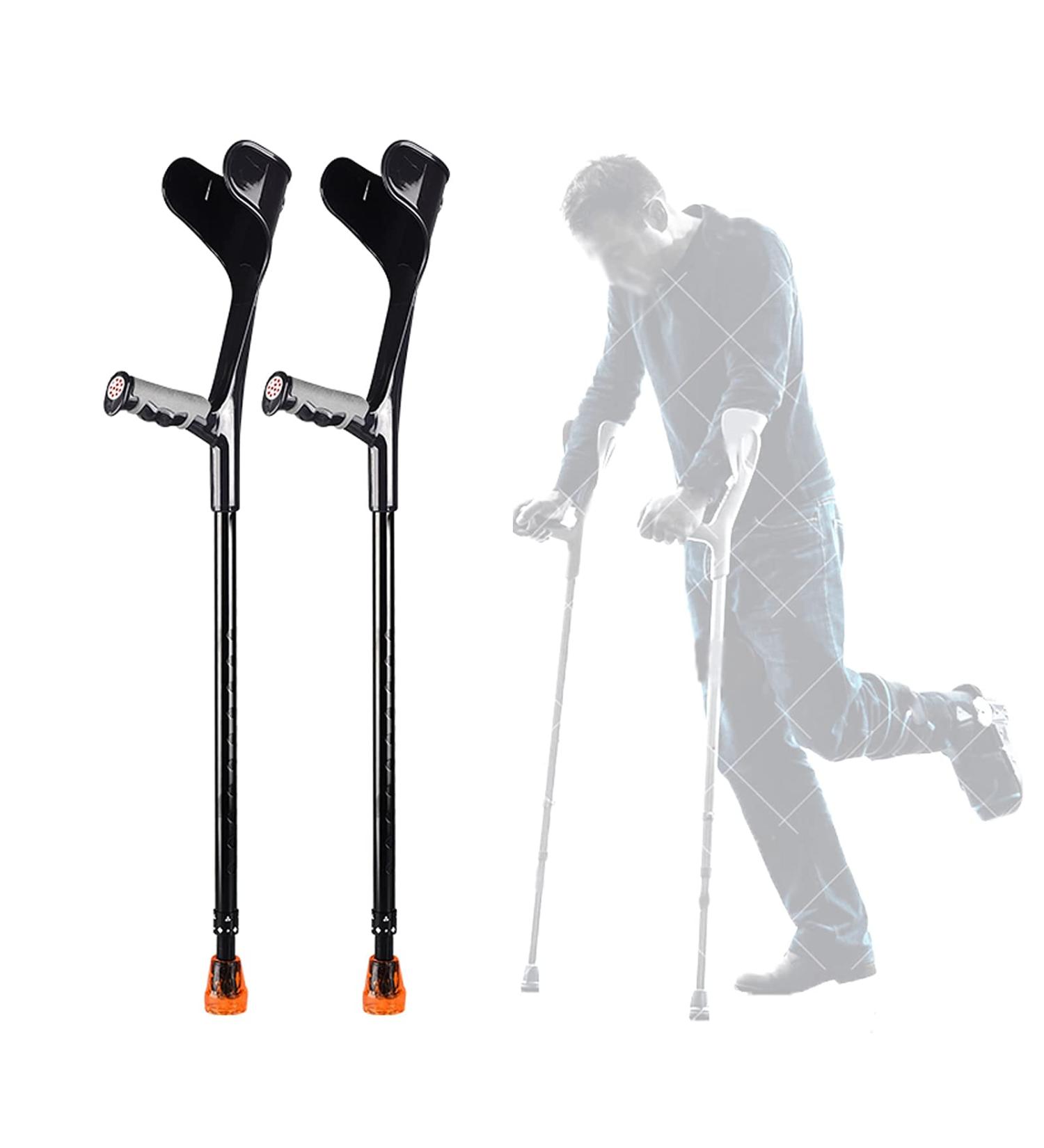 LINYUES Aluminum Forearm Crutches Silver/Black Folding Crutches Adult with Non Slip Tips Crutches for Walking Ergonomic Adjustable Walking Aids (Black) - Buy Online on GoSupps.com