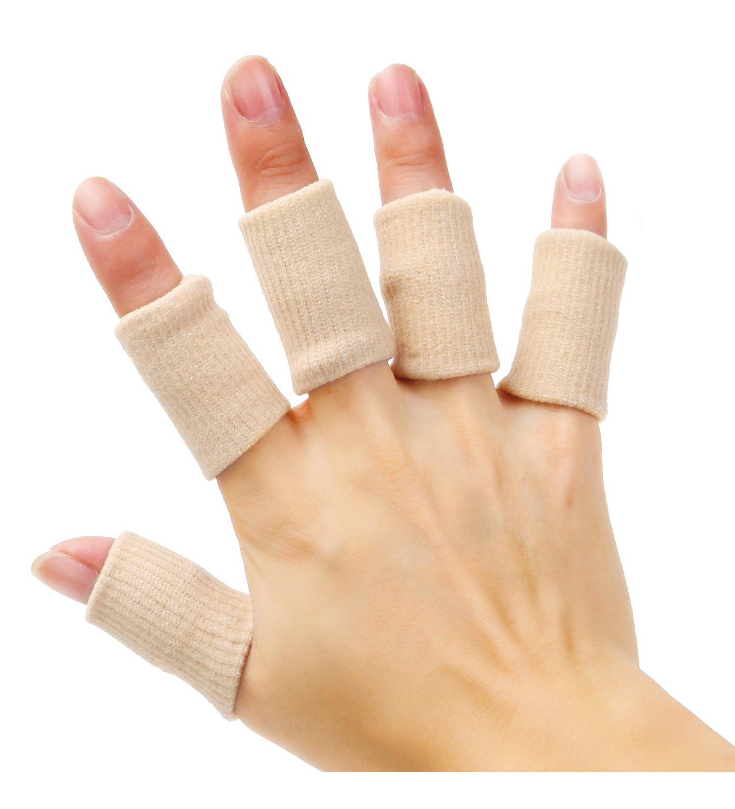 Senkary 20 Pc Finger Sleeves Protectors Thumb Brace Support for Pain Relief - Beige - Buy Online on GoSupps.com