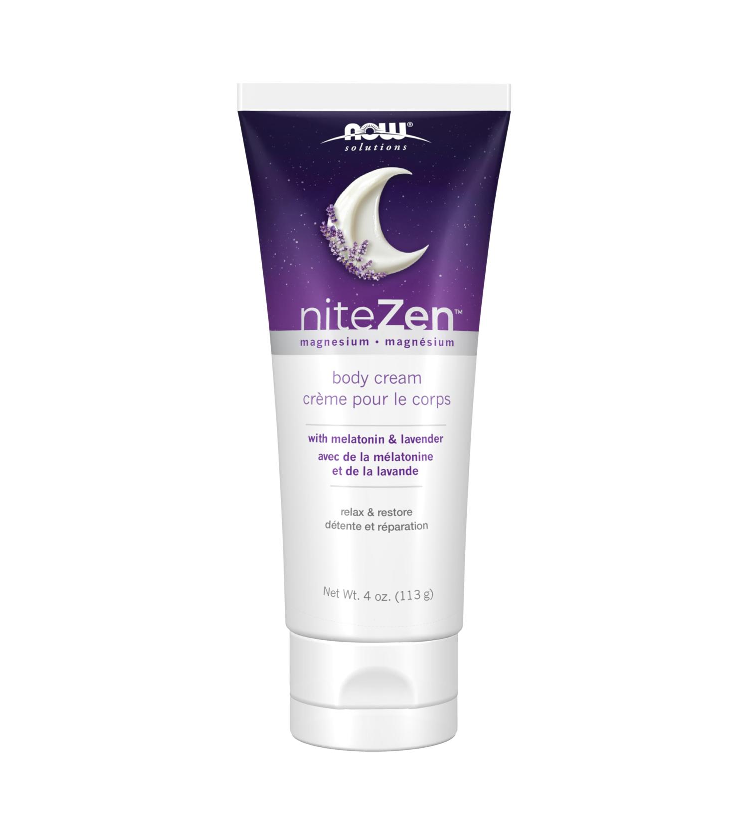 NOW Solutions niteZen Magnesium body cream with Melatonin and Lavender 4 oz (113 g)