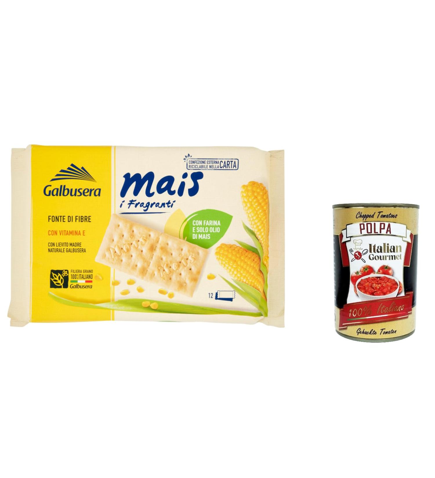  Italian Gourmet E.R. Galbusera Corn i Fragranti Crackers with Flour and Corn Oil Only 400g + Italian Gourmet Polpa 400g - Buy Online on GoSupps.com