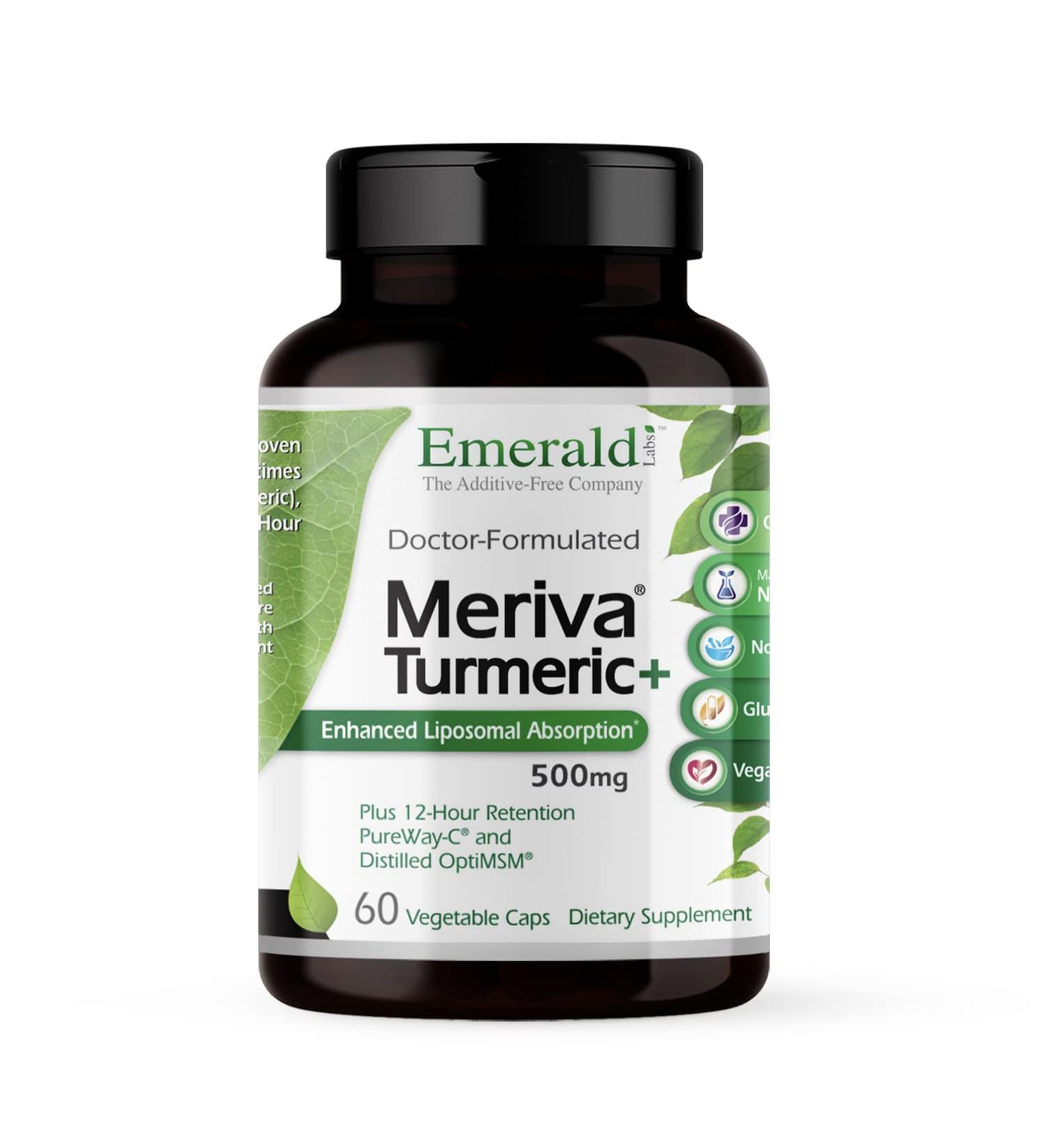 Emerald Labs Meriva Turmeric Plus - Meriva Turmeric PureWay-C Vitamin C & OptiMSM - Supports Joint Health & Immune Response - 60 Vegetable Capsules (Up to 60-Day Supply) - Buy Online on GoSupps.com