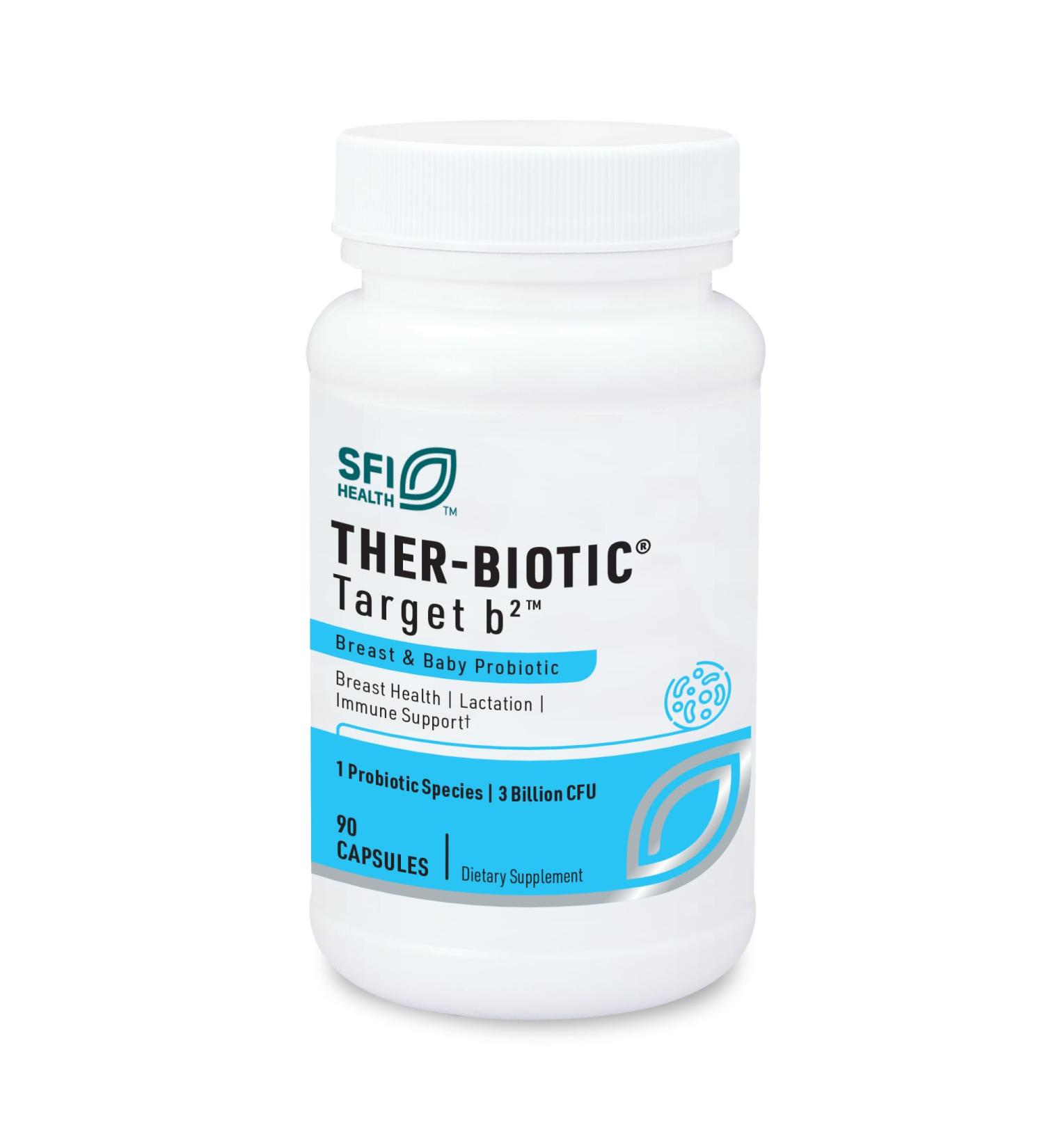 Klaire Labs SFI Health Ther-Biotic Target B2 Breastfeeding Supplement for Lactation Support - Lactobacillus Fermentum Probiotic - Promote Healthy Comfortable Breastfeeding (90 Capsules) - Buy Online on GoSupps.com