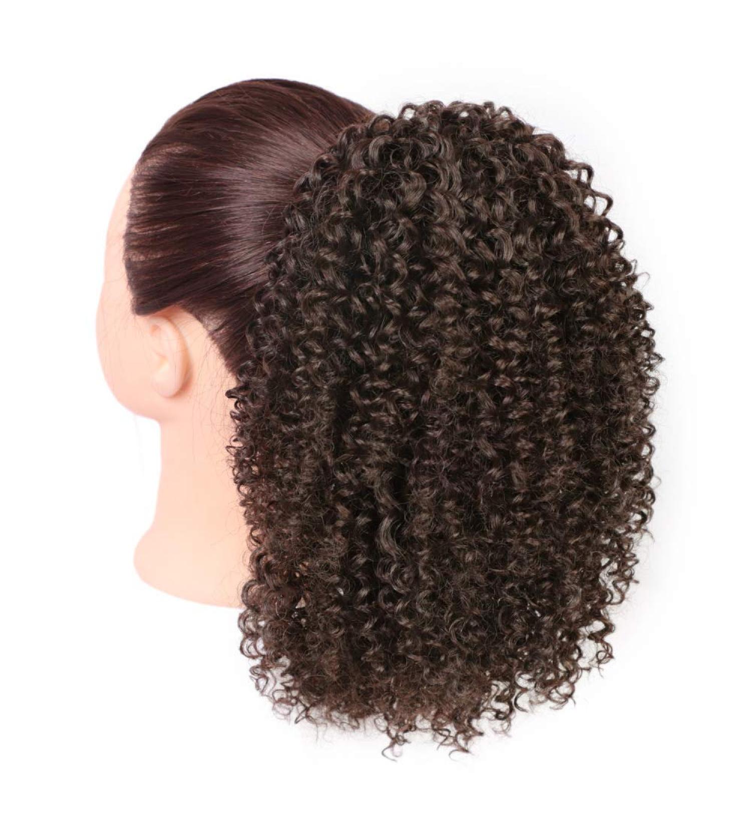 Afro Kinky Wig Curly Clip Ponytail Curly Wave Hair Wigs with Drawstring Hair Extensions for African Kinky (Brown) 25cm 120g 009a - Buy Online on GoSupps.com