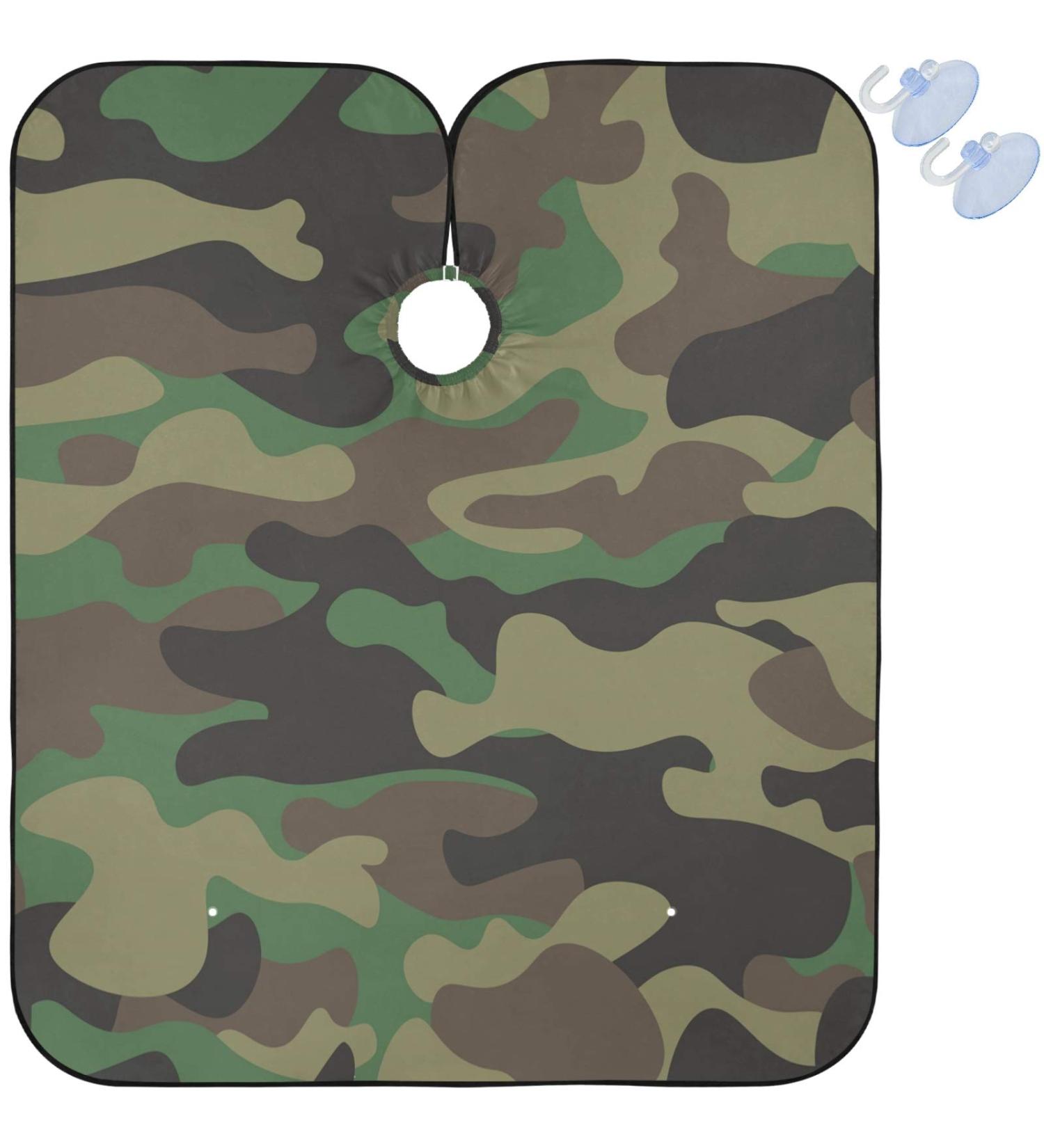 Visesunny Army Green Camouflage Barber Cape - Water-Resistant Hair Cutting Apron & Anti-Static Hairdressing Bib - Buy Online on GoSupps.com