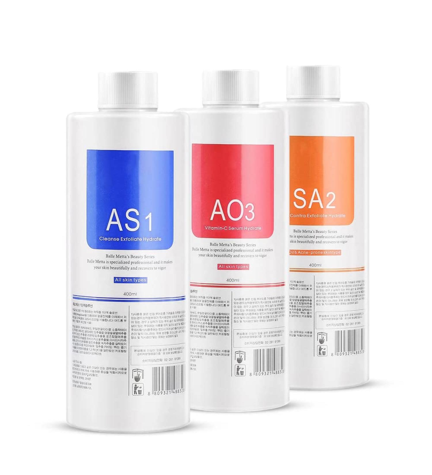 Crowsuggy Aqua Peeling Solution - Salon-grade Hydra Skin Scrub - 3 x 400ml Bottles - Buy Online on GoSupps.com