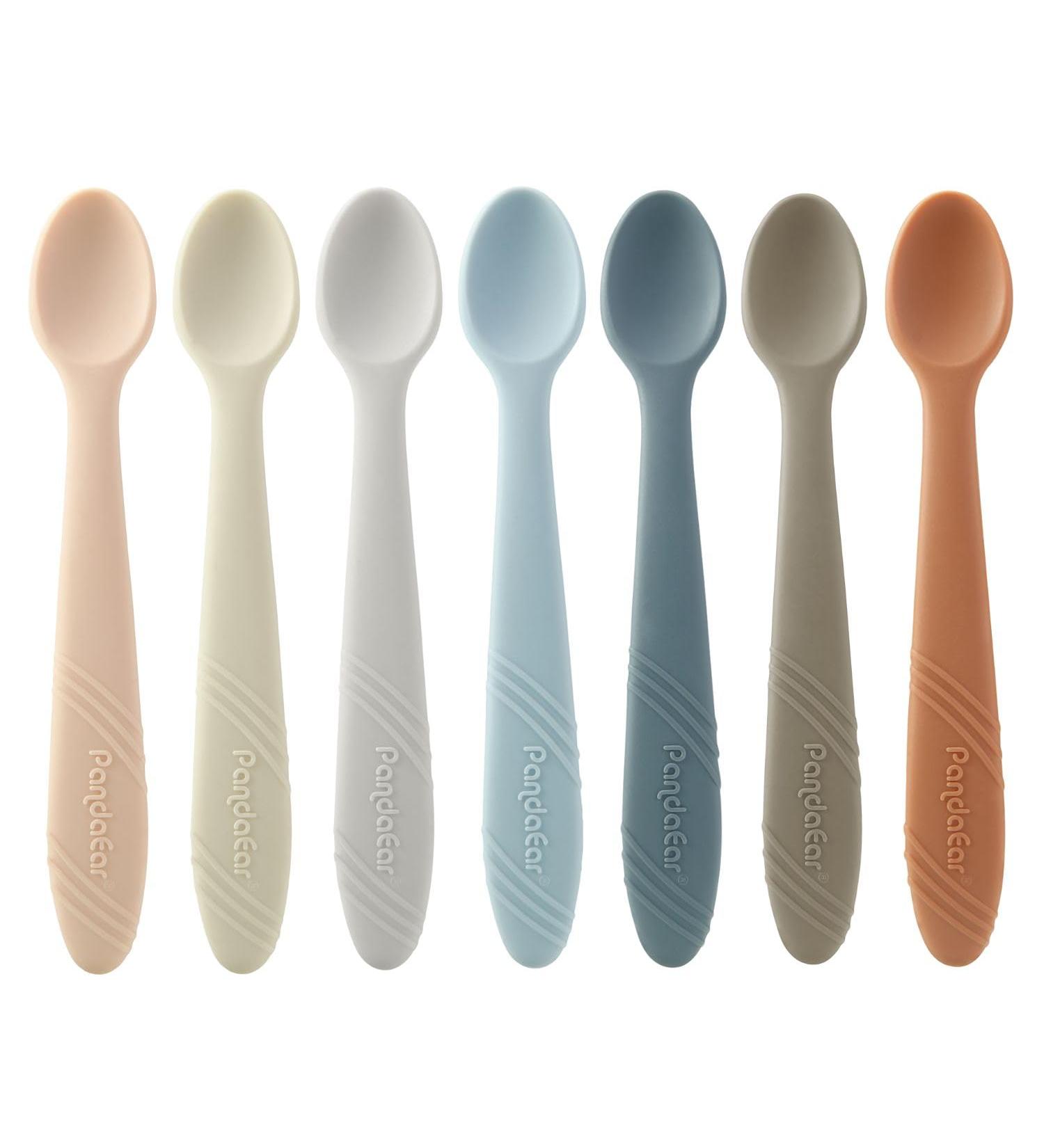 Pandaear 7-Pack Silicone Baby Spoon Set | BPA-Free Feeding Utensils for Infants | Soft Gum-Friendly First Stage Training Spoons - Buy Online on GoSupps.com