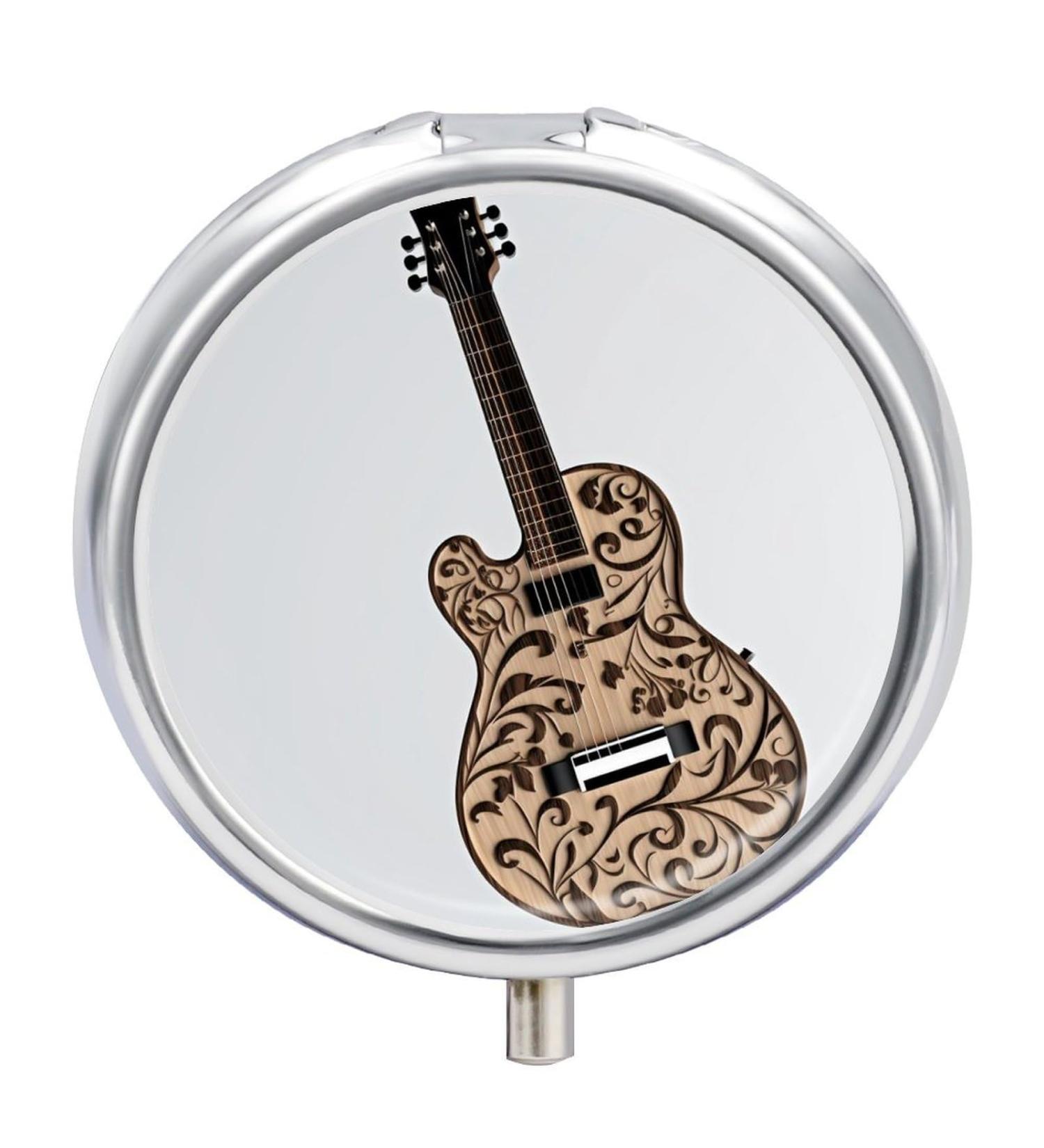 Travel Pill Box - 3 Compartment Guitar Design Portable Medicine Organizer for Purse & Pocket - Buy Online on GoSupps.com