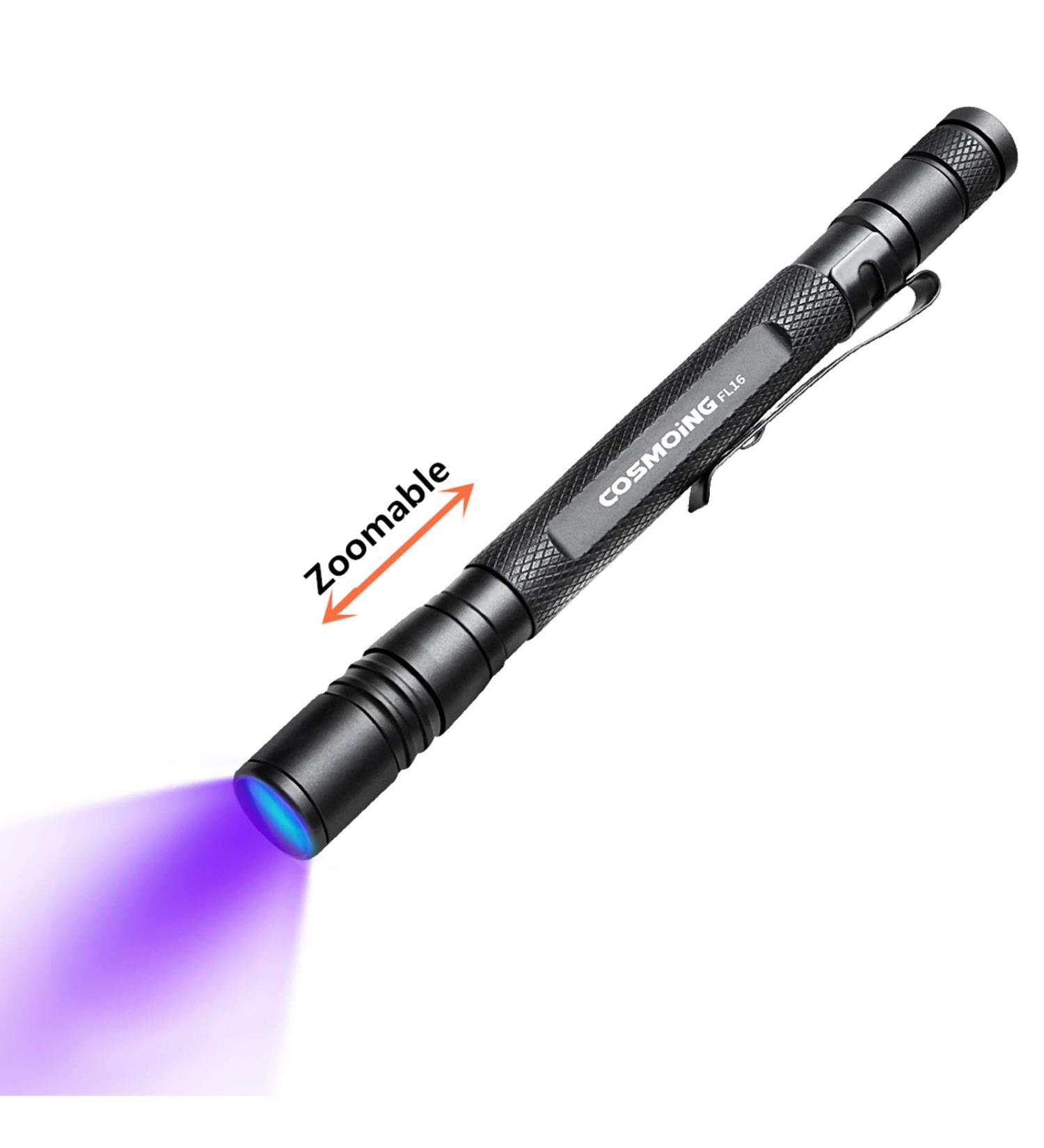 Geekhigh UV Flashlight - LED 395NM Waterproof Black Light for Pet Urine Bed Bugs & Scorpion Detection | Zoomable & IP54 Rated - Buy Online on GoSupps.com