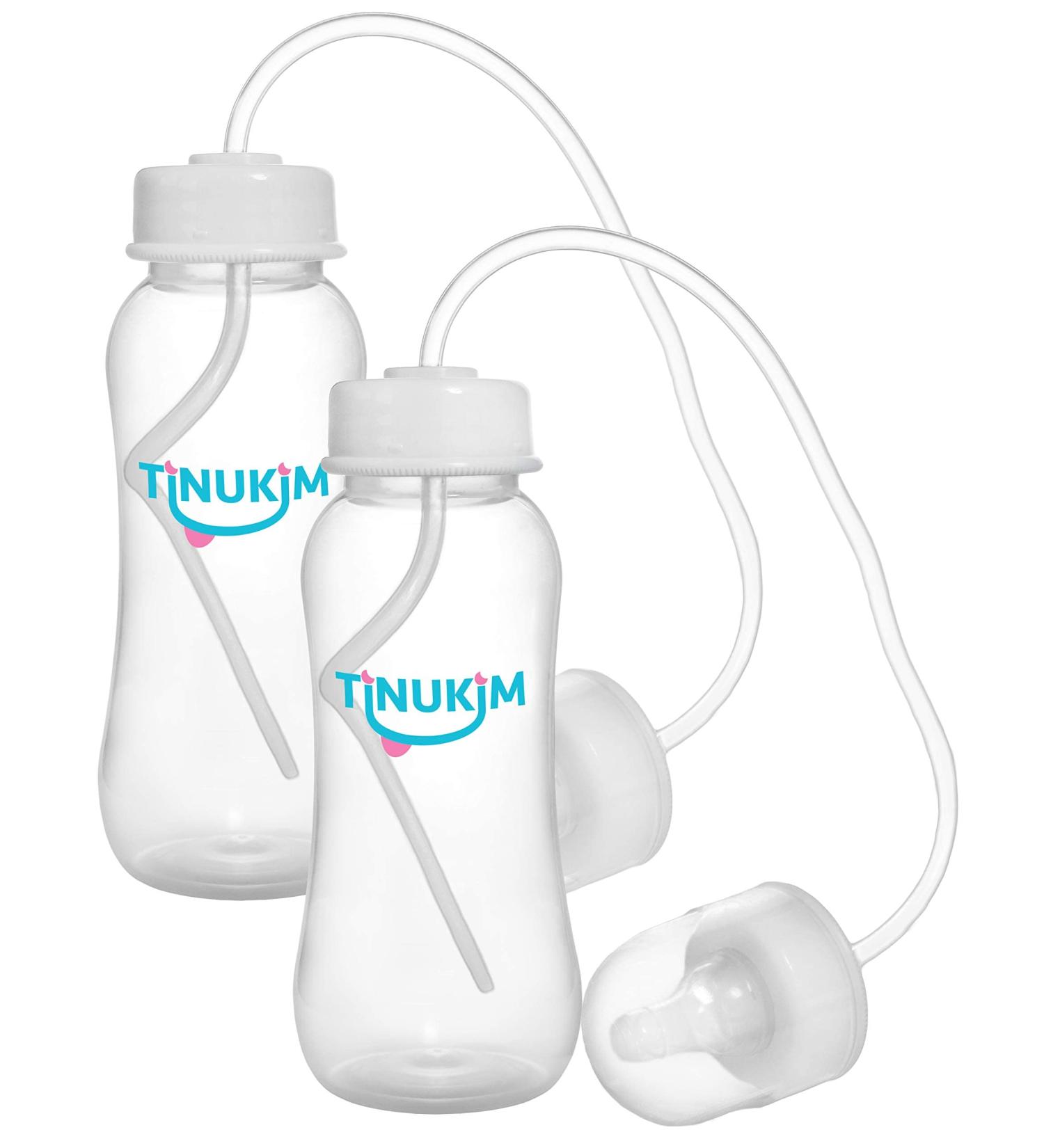 Tinukim iFeed 9oz Self Feeding Baby Bottle - Anti-Colic Nursing System, 2-Pack White - Buy Online on GoSupps.com