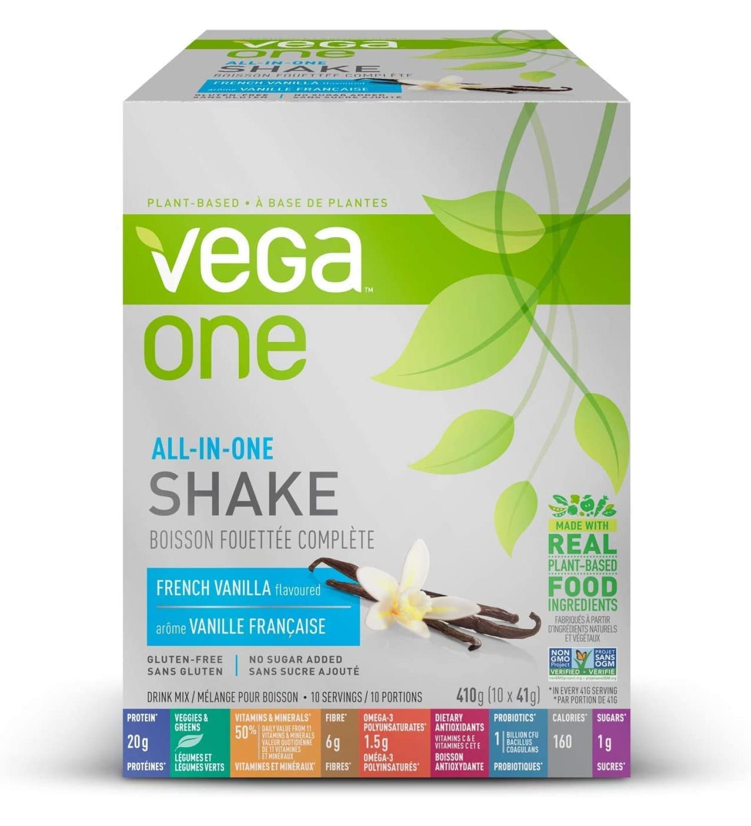 Vega All-in-One Vegan Protein Powder French Vanilla (10 Sachets) Superfood Ingredients Vitamins For Immunity Support Keto Friendly Pea Protein For Women & Men 10x41g (Packaging May Vary) - Buy Online on GoSupps.com