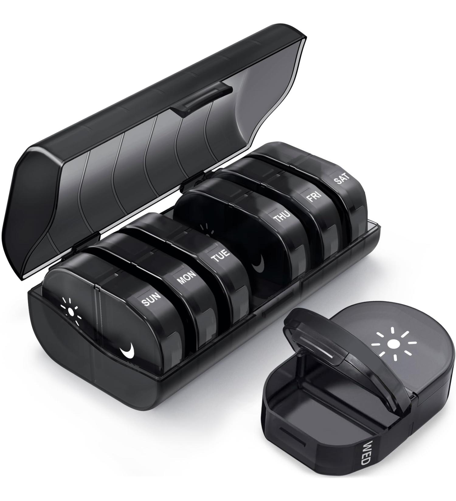 Weekly Pill Organizer 2x a Day | Travel AM PM Pill Box with Privacy Protection | 7-Day Large Capacity for Medications & Supplements - Buy Online on GoSupps.com