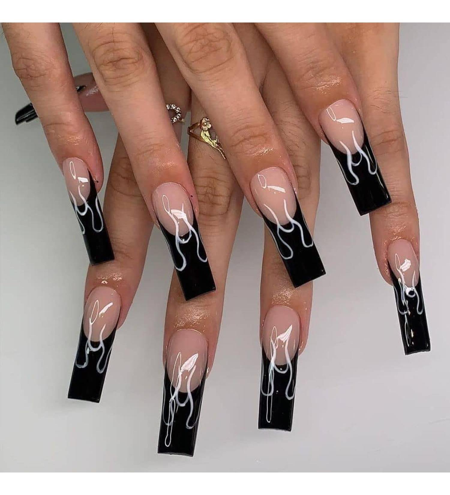 Vatocu 24-Piece Ballerina Press-On Nails - Long Red Black & White Acrylic False Nails for Women - Buy Online on GoSupps.com