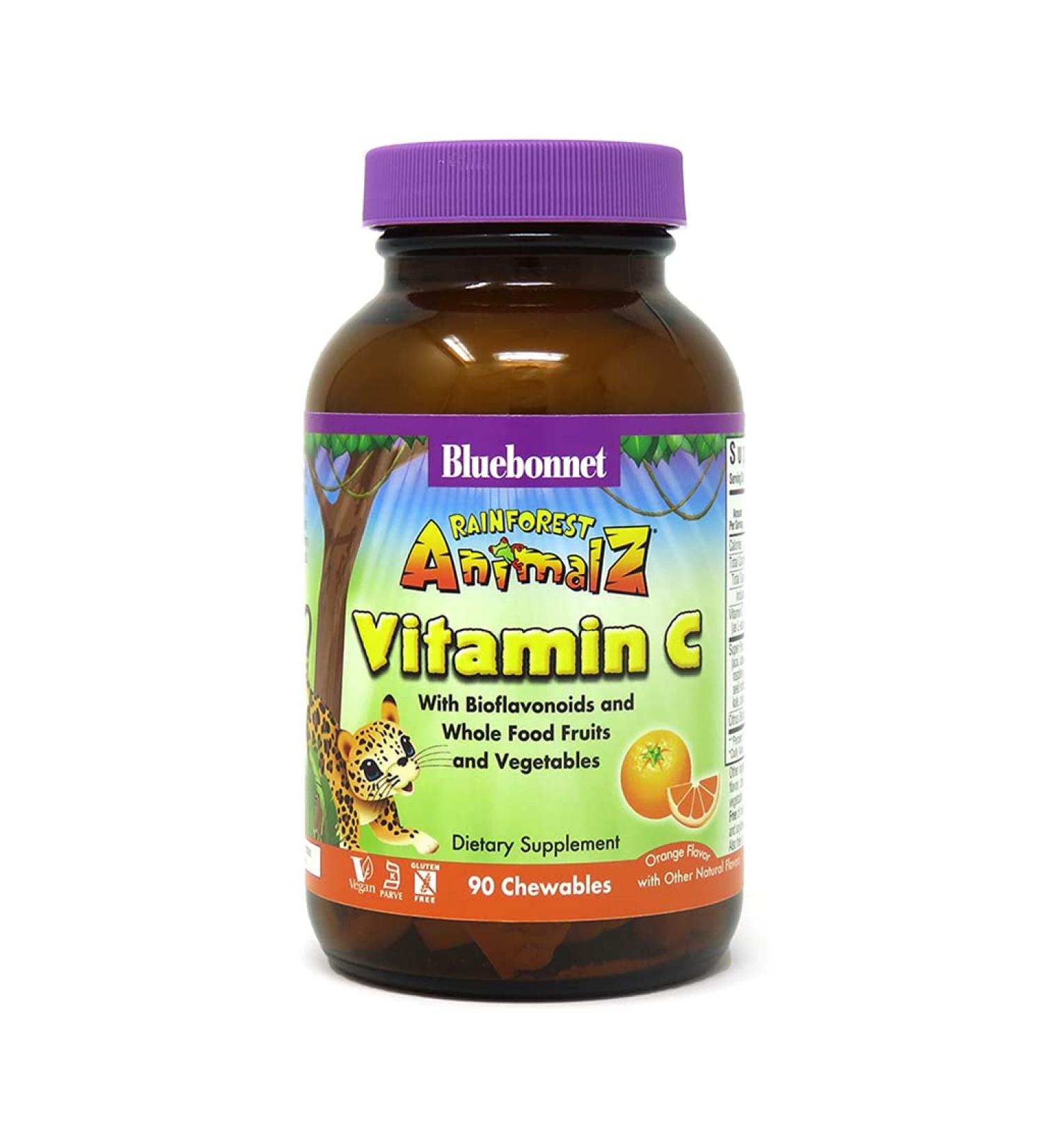Bluebonnet Nutrition Super Earth Animalz Vitamin C - 90 Chewable Orange Flavor Gummies - Buy Online on GoSupps.com