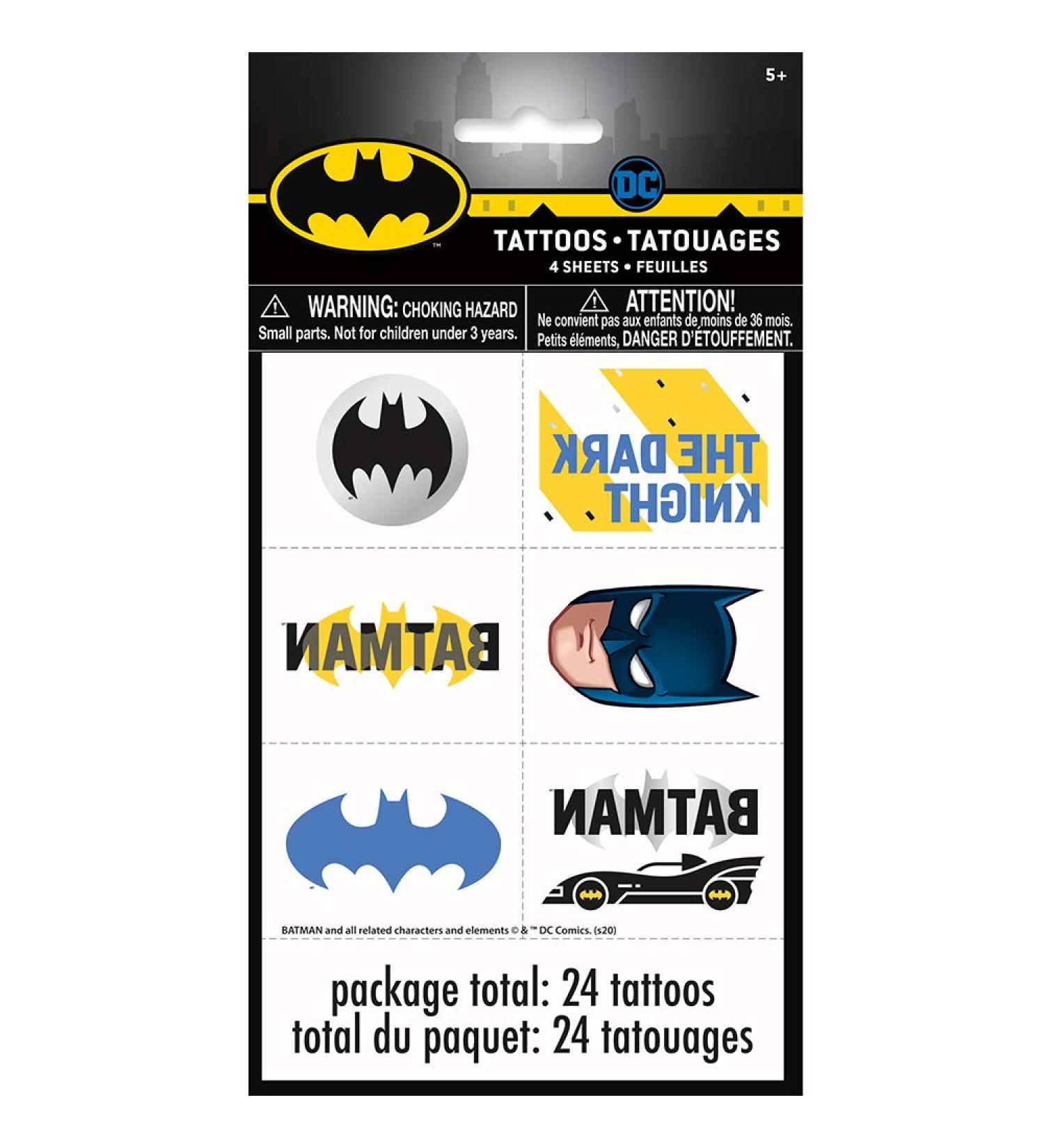 Batman Temporary Tattoos | Assorted Designs | 24 Pcs