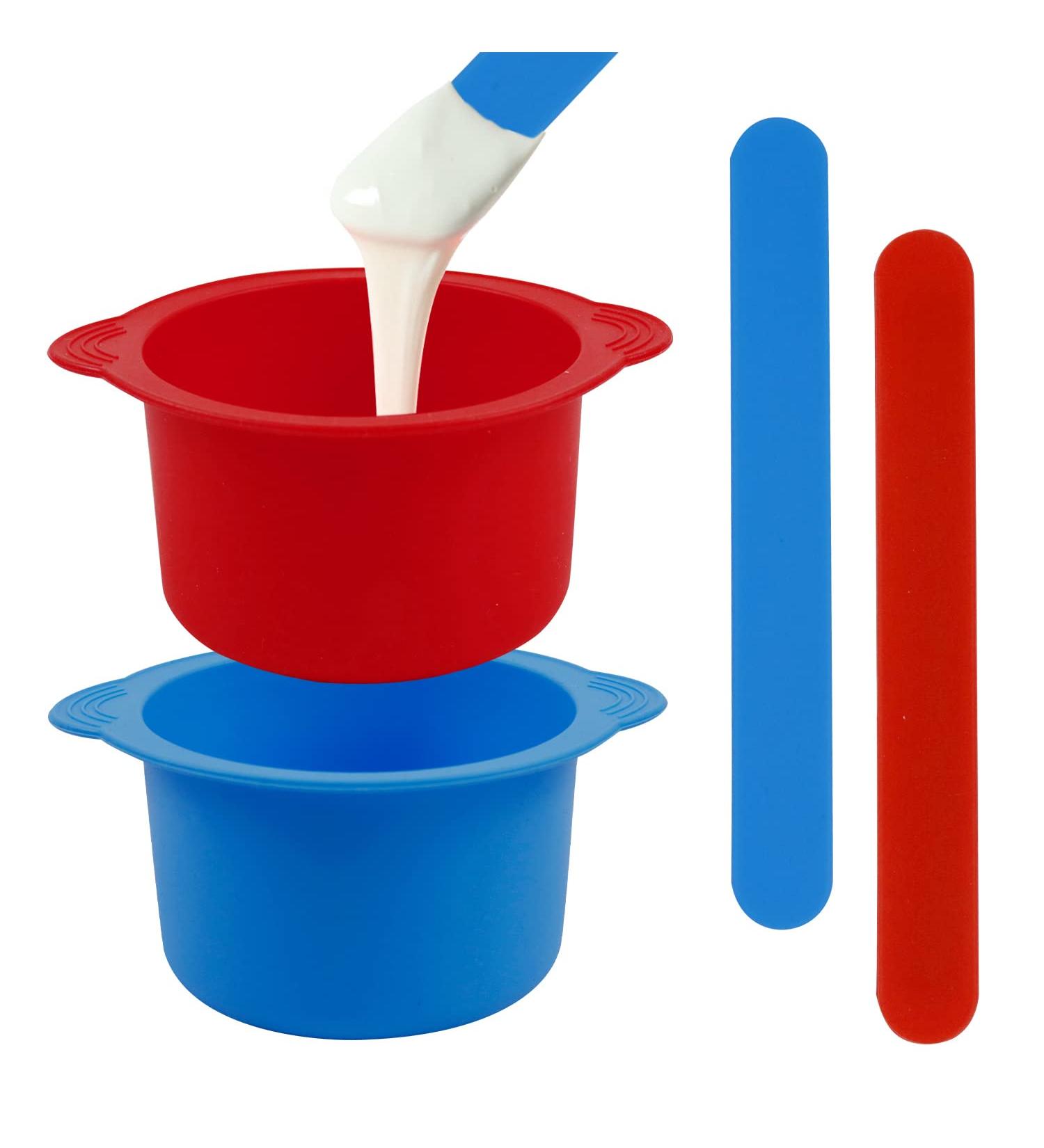 YUGLLE 2pc Silicone Wax Warmer Liner Set with Spatulas - Reusable Non-Stick Wax Pot Liners for Wax Warmers - Blue - Buy Online on GoSupps.com