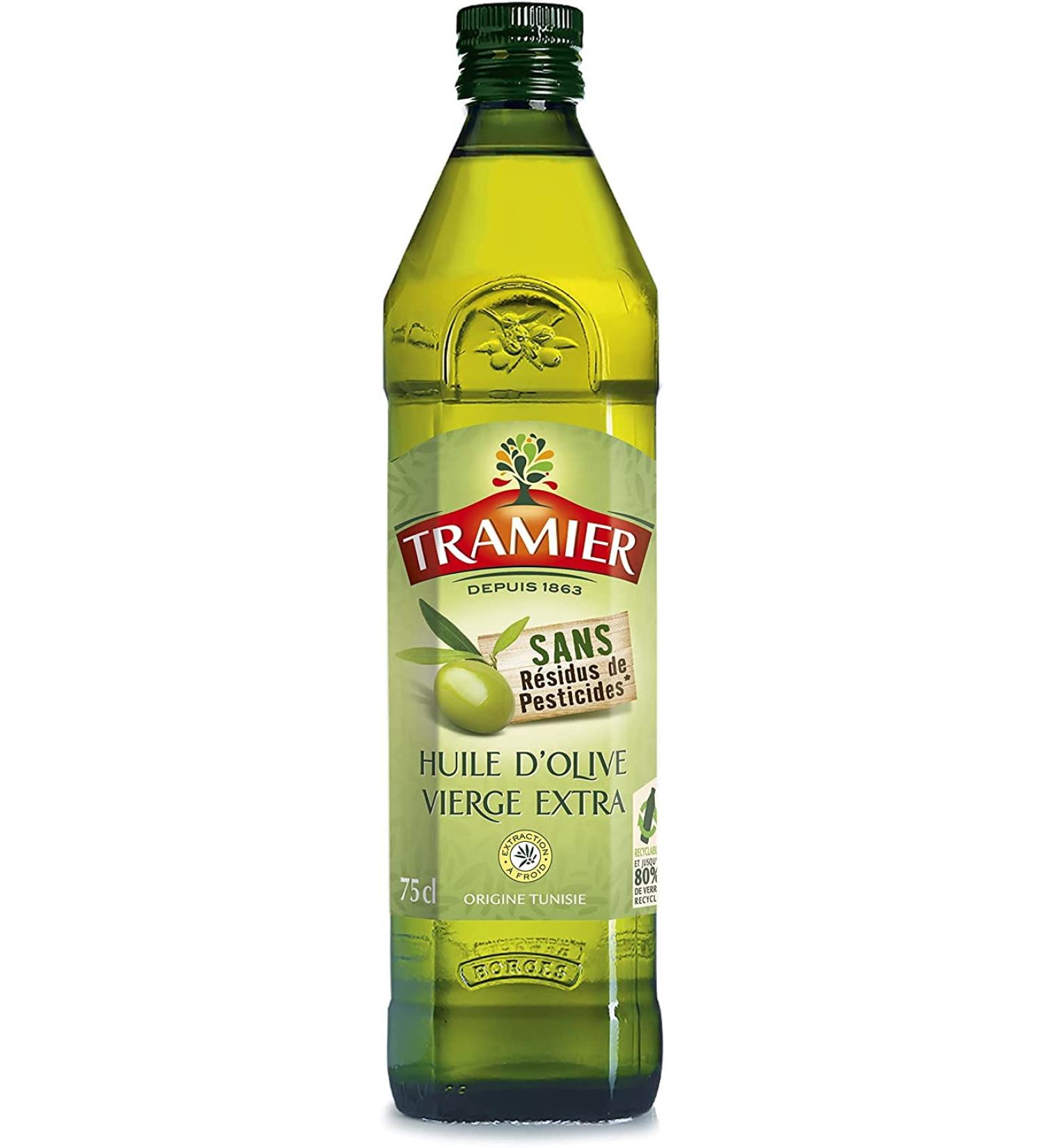 Tramier Extra Virgin Olive Oil No Pesticide Residues (1 x 75 cl) Oil Bottle with Fruity and Delicate Taste Food Oil Made with Spanish Olives - Buy Online on GoSupps.com