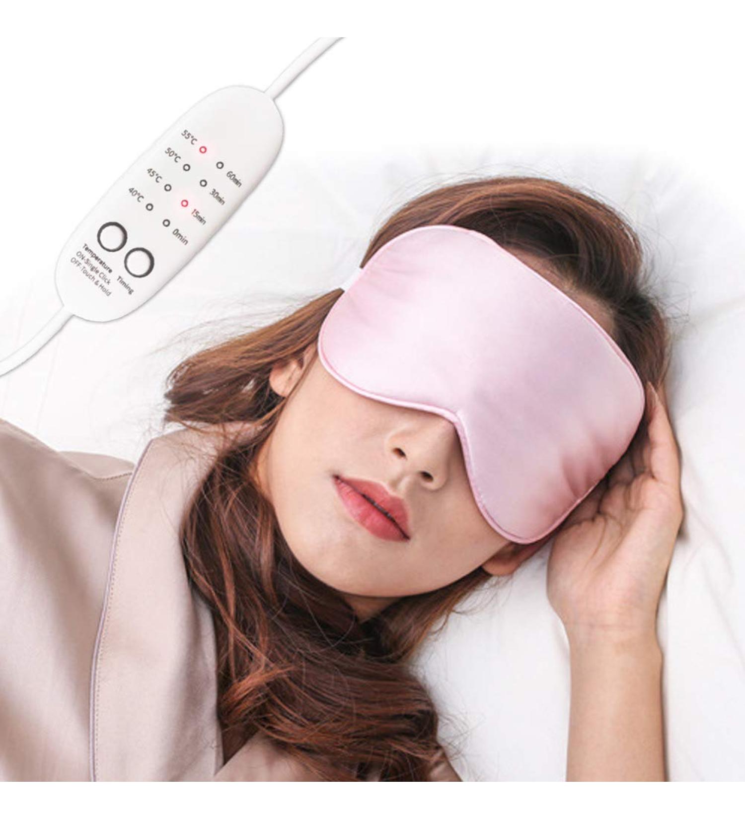 Real Silk Heated Eye Mask USB Reusable Electric Sleeping Mask - Pink - Buy Online on GoSupps.com