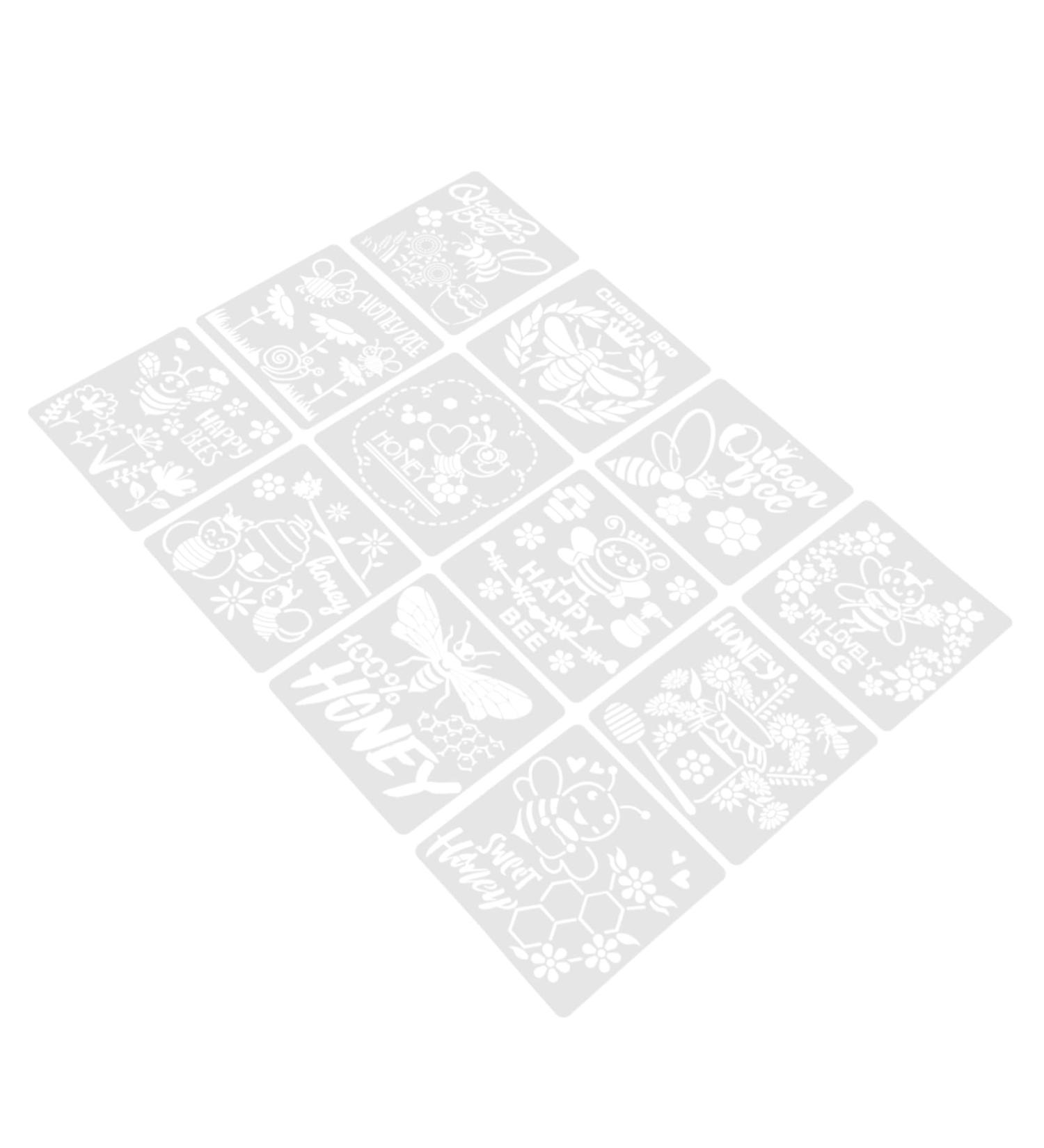 NUOBESTY 12 Pcs Bee Template Day Bee Theme Stencils Plastic Bees Kids Drawing Template Honey Child Hollow Out - Buy Online on GoSupps.com
