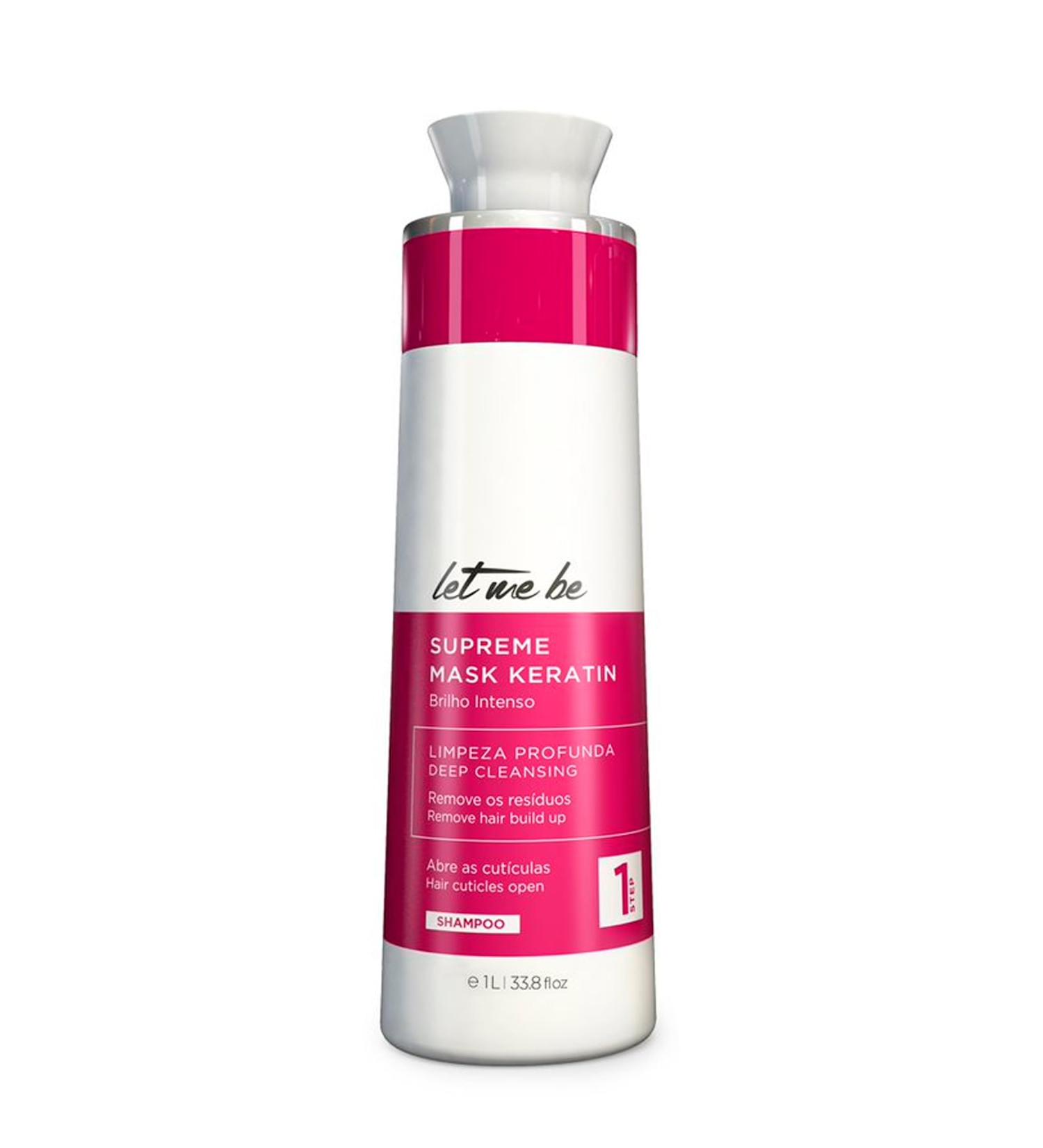  Let Me Be Let Me Be SupremeMask Keratin Anti-Residue Shampoo Step 1 for a deep clean before smoothing application Balances hair pH and opens cuticles - 1 Litre - Buy Online on GoSupps.com