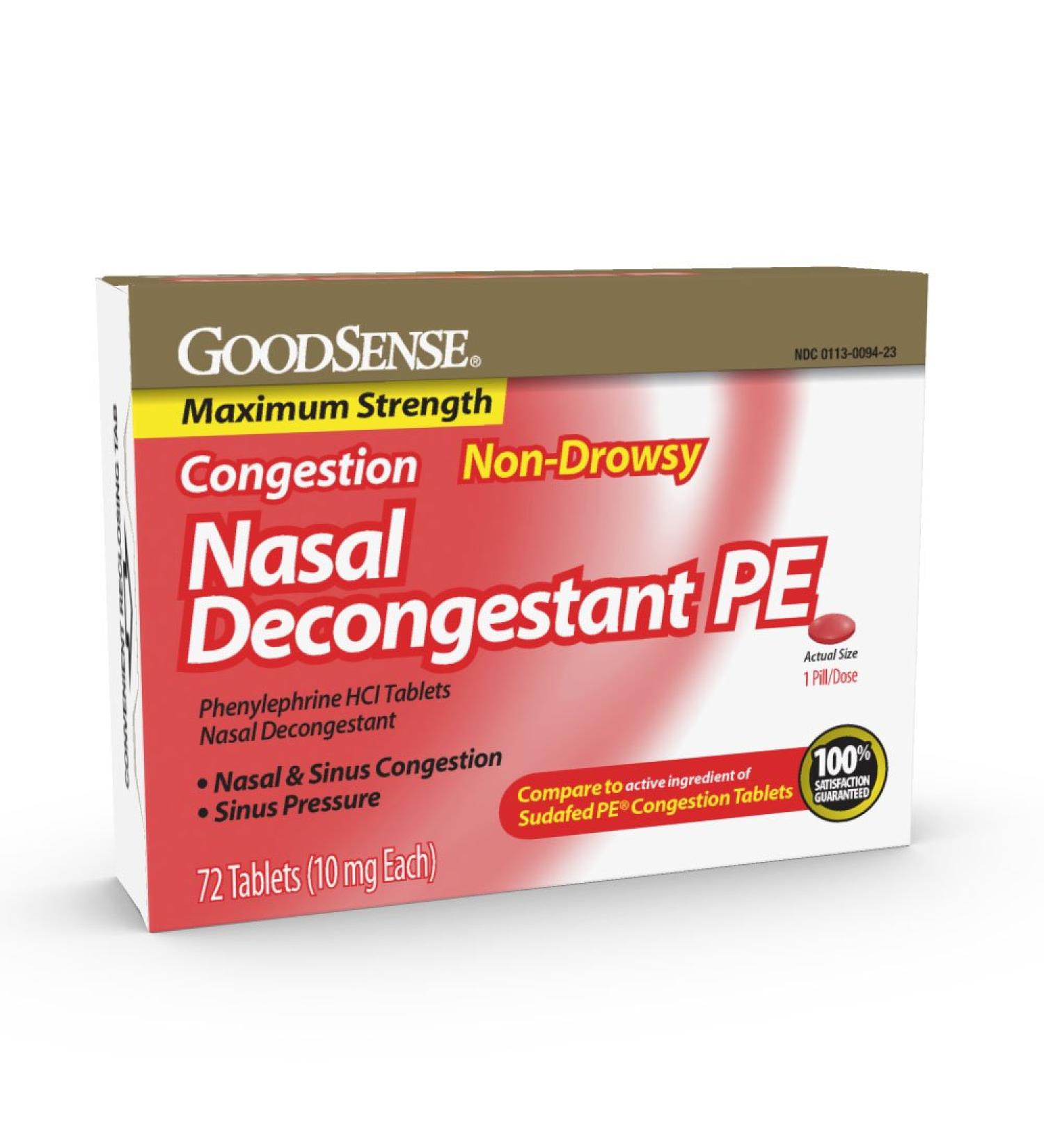 GoodSense Maximum Strength Nasal Decongestant PE 10mg - 72 Count - Buy Online on GoSupps.com
