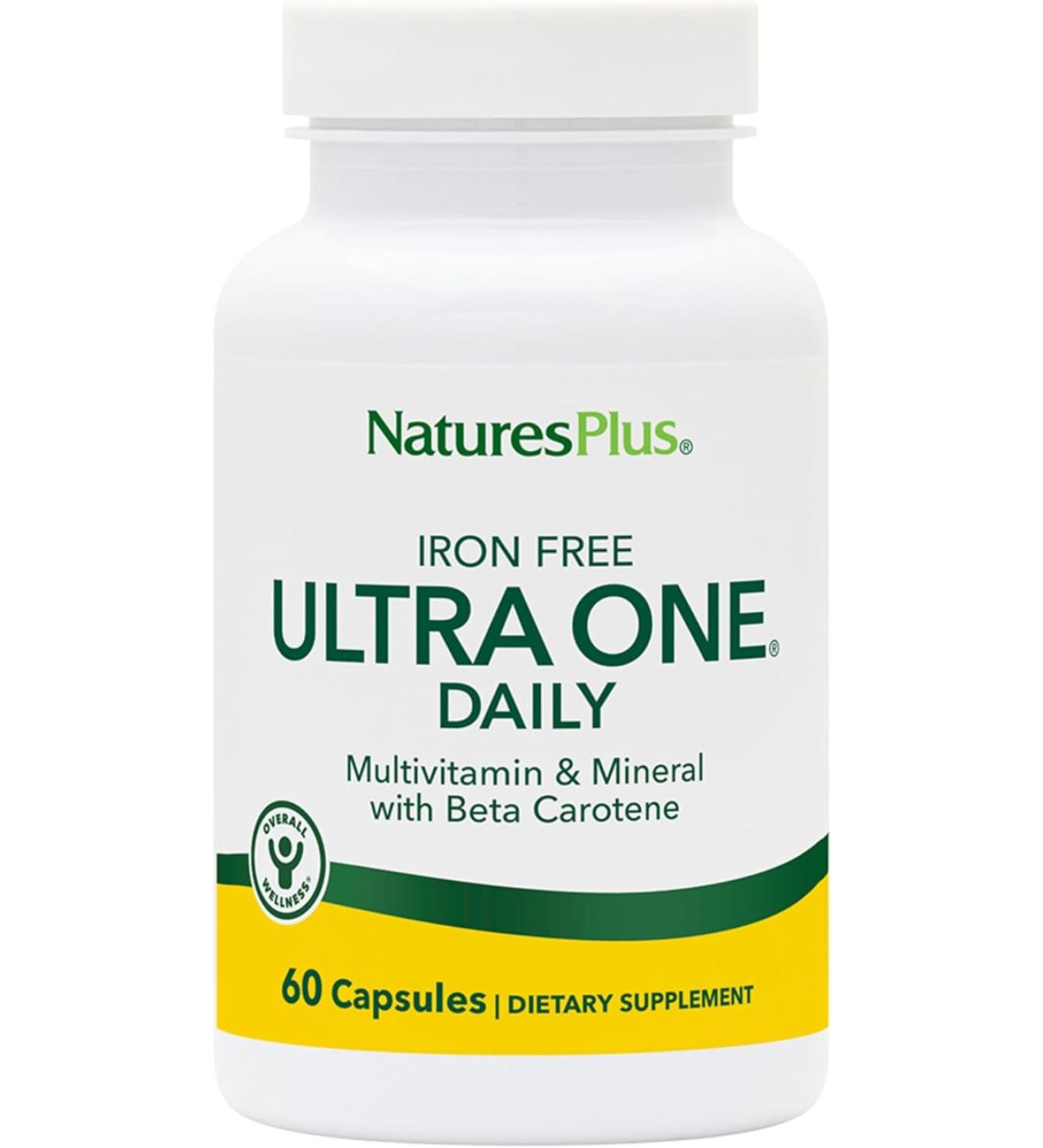 NaturesPlus Ultra One Iron Free 60 Capsules - High Potency Once Daily Multivitamin & Mineral Supplement for Natural Energy - Vegetarian & Gluten-Free - Buy Online on GoSupps.com