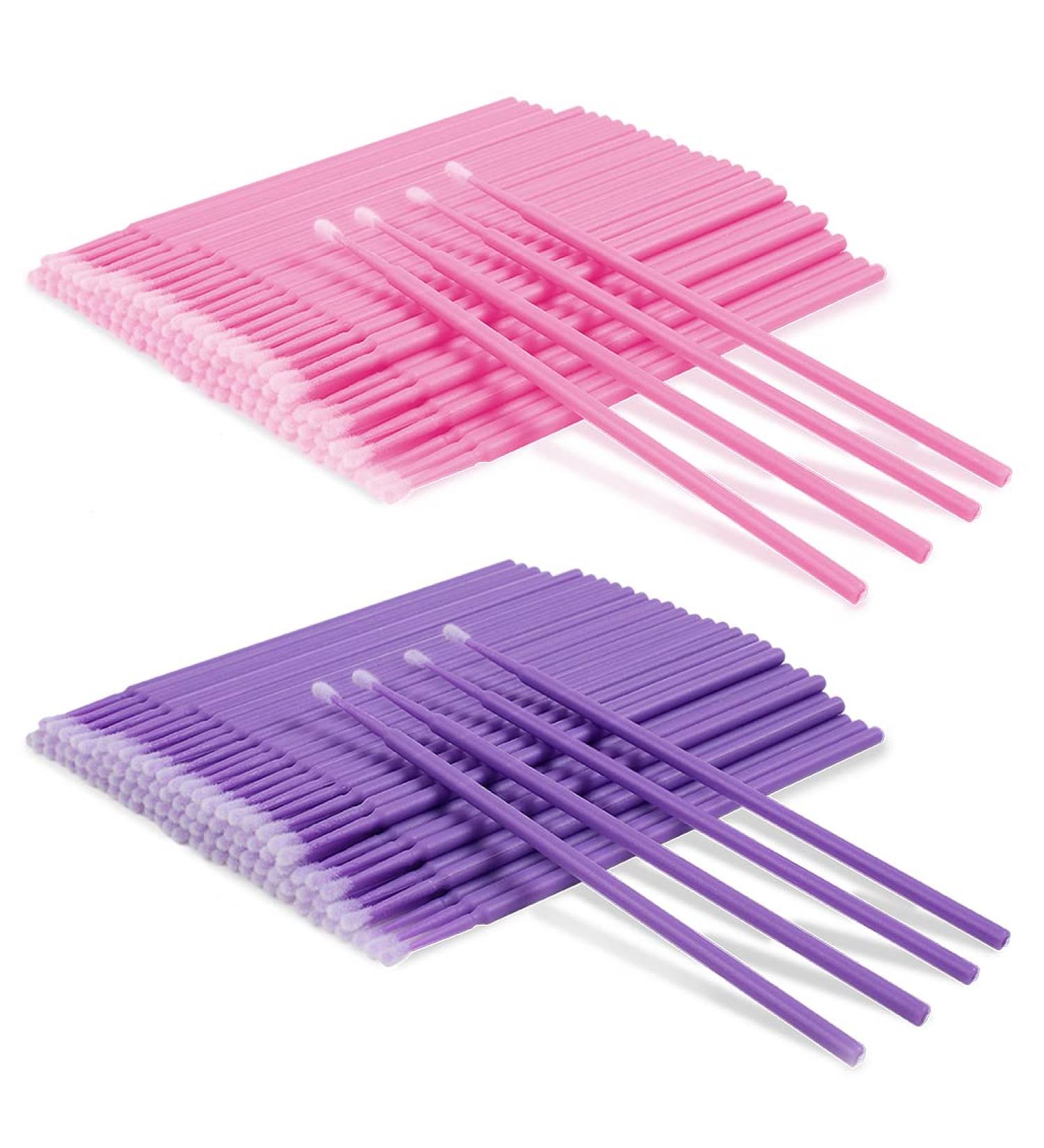 200pcs Disposable Micro Applicator Brushes for Eyelash Extension - Pink and Purple - Buy Online on GoSupps.com