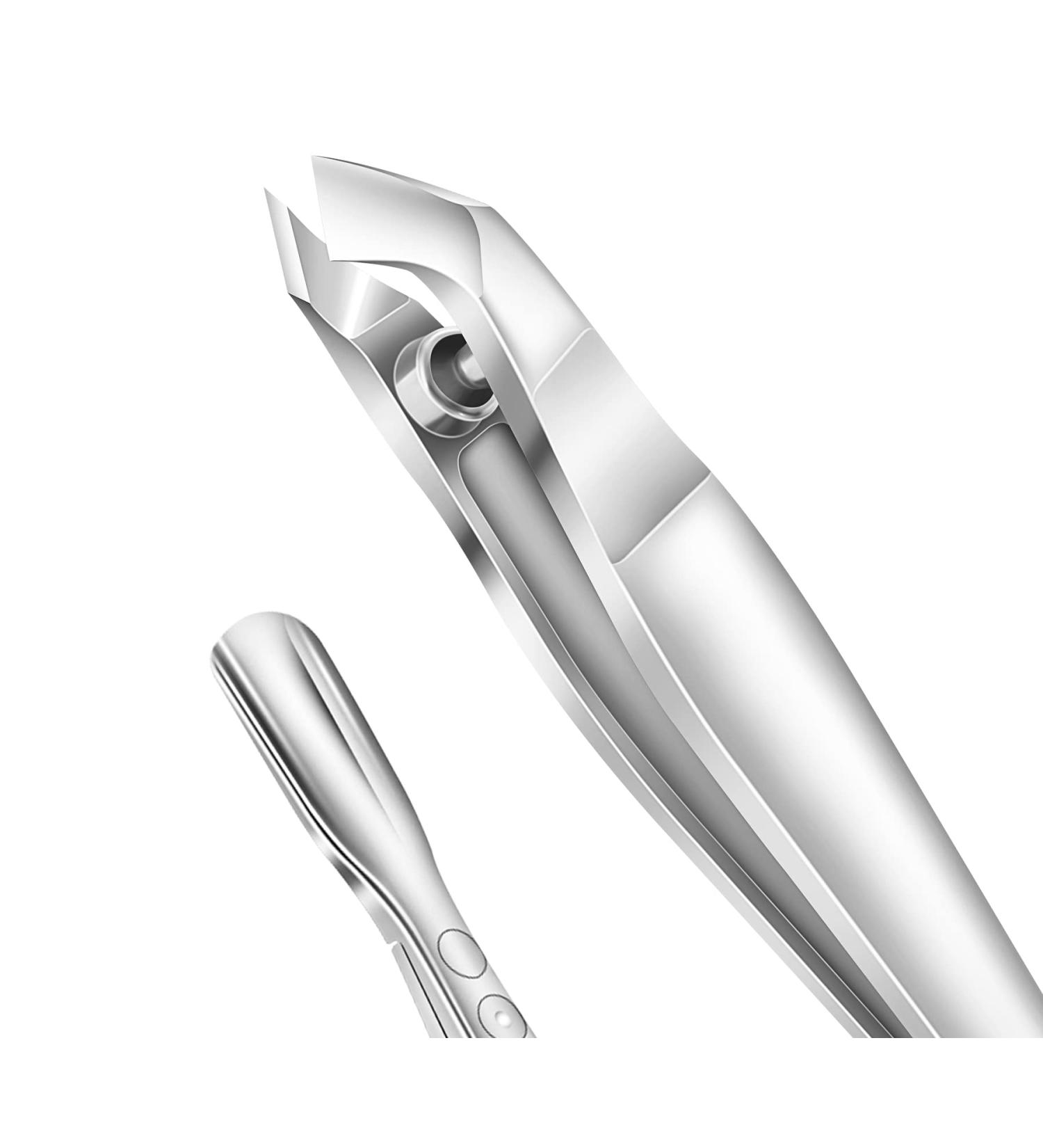 Stainless Steel Cuticle Nipper with Pusher - 2 in 1 Trimmer for Hangnails - Buy Online on GoSupps.com