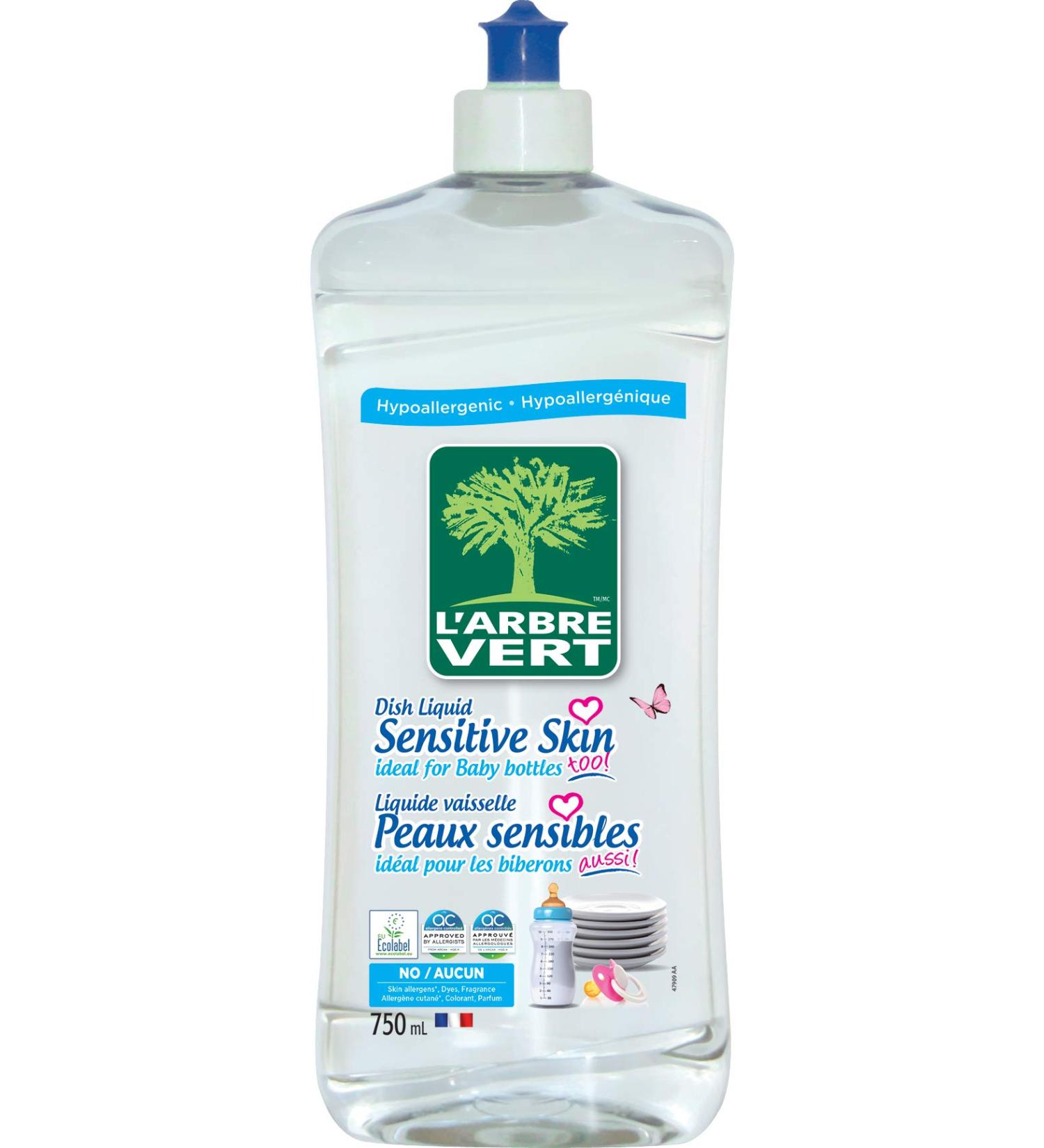 L Arbre Vert Hypoallergenic Dish Wash Liquid Soap - Eco Friendly with Plant Based Ingredients for Sensitive Skin Unscented - Buy Online on GoSupps.com