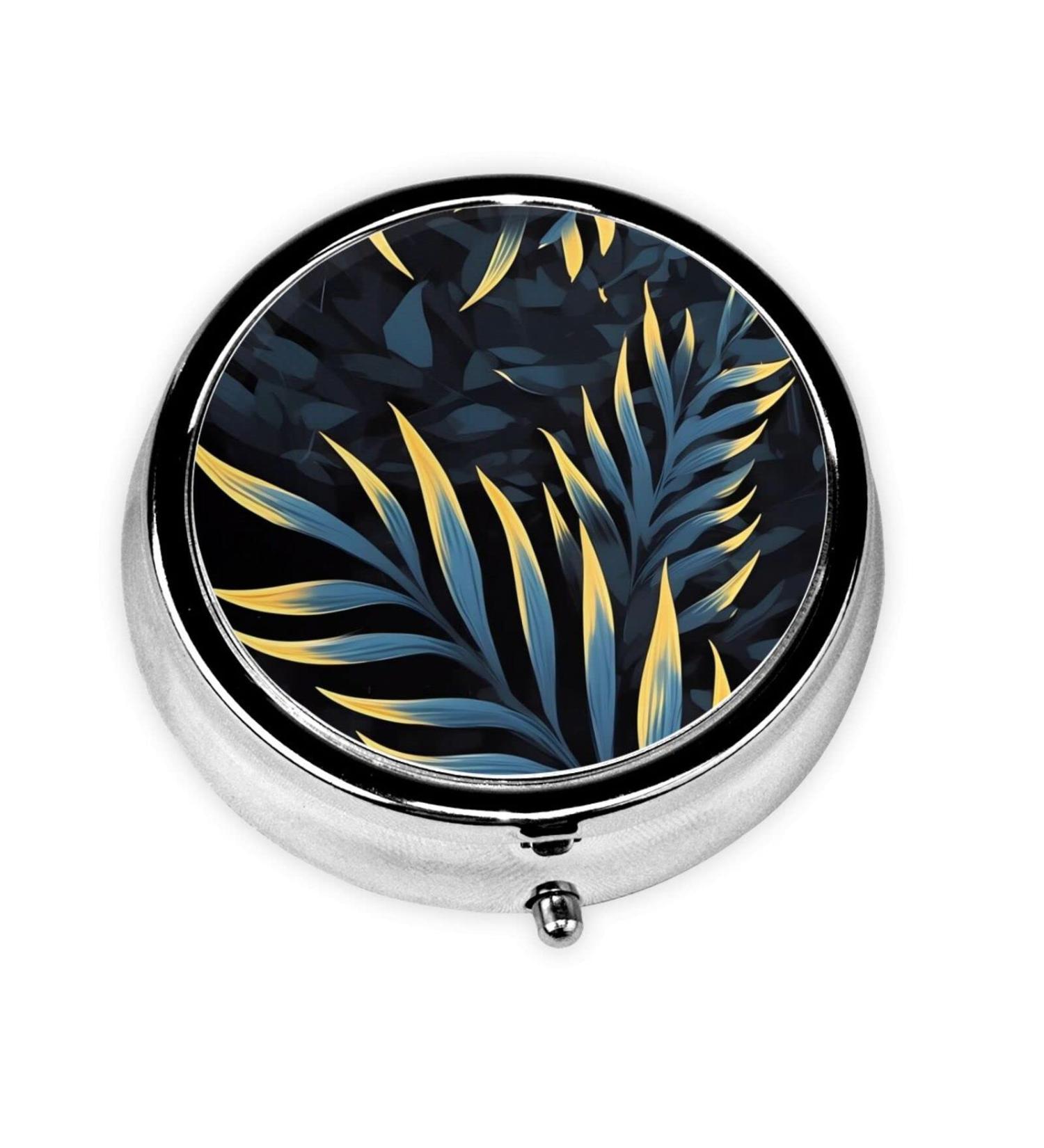 Leaves in The Dark Round Pill Box | 3 Compartment Organizer | Portable Travel Pill Box for International Shipping - Buy Online on GoSupps.com
