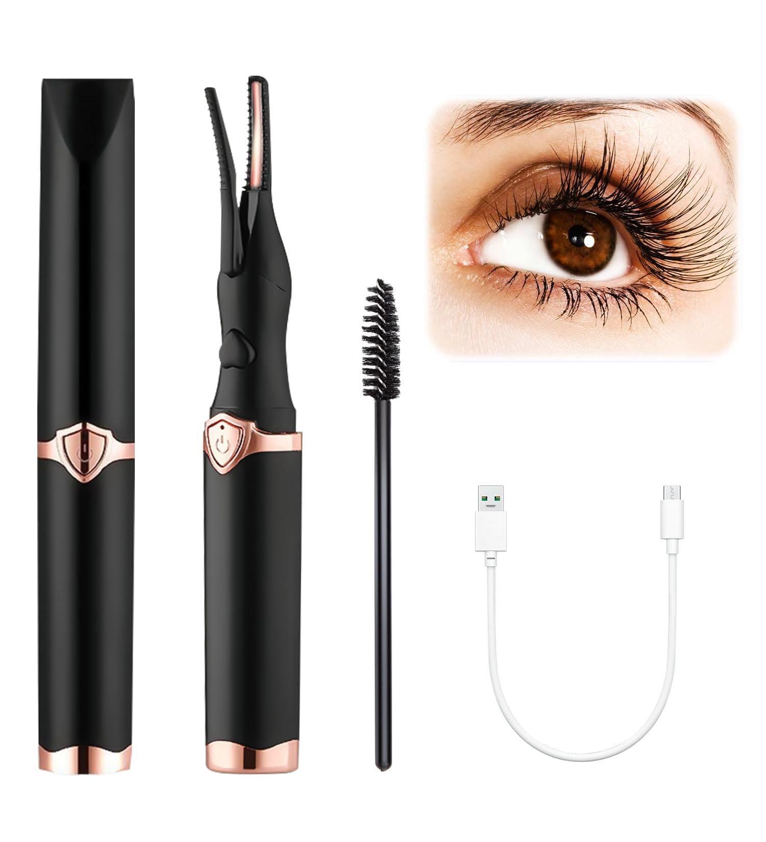 Heated Eyelash Curler - Mini Electric USB Rechargeable Beauty Tool for Women - Portable Makeup Curling - Black - Buy Online on GoSupps.com