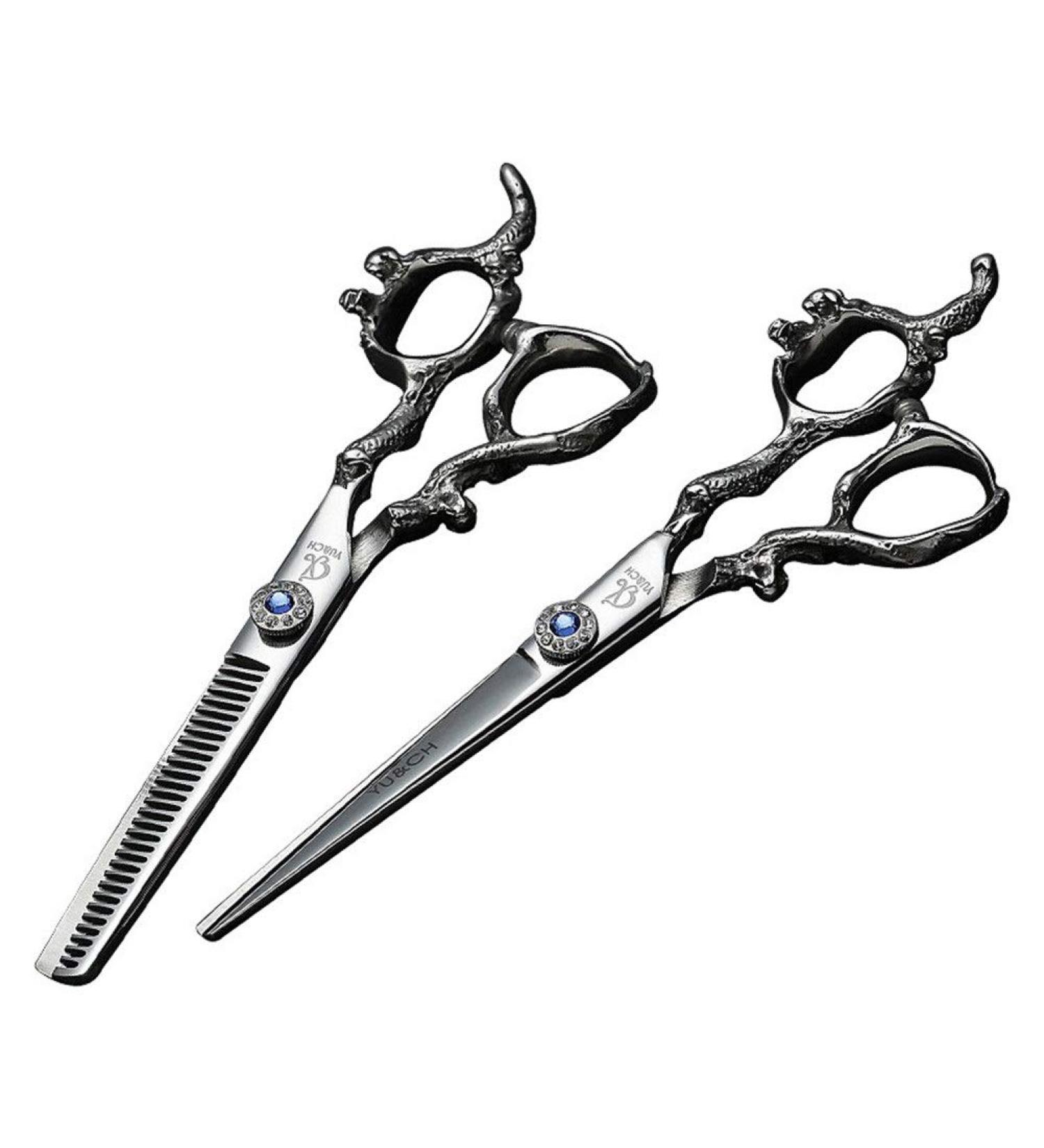 Hair Cutting Scissors Comb Set 6 inch Professional Hairdressing Scissors Stainless Steel Barber Salon Cutting Scissor and Thinning Scissors with Haircut for Barber Stylist - Buy Online on GoSupps.com
