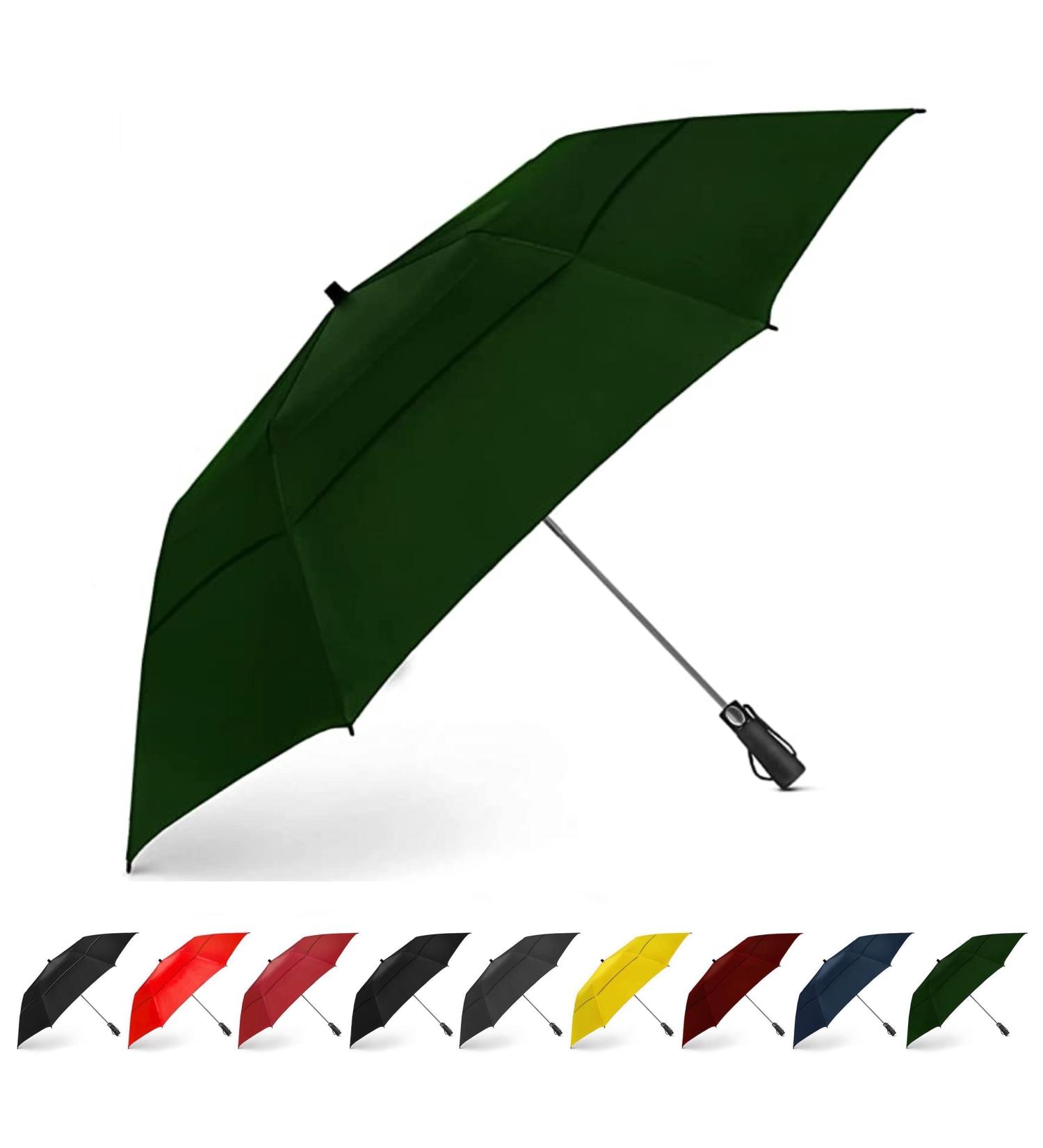 EEZ-Y Golf Umbrella 58-inch Double Canopy | Windproof & Heavy Duty | Oversized yet Compact Travel Umbrella - Dark Green - Buy Online on GoSupps.com