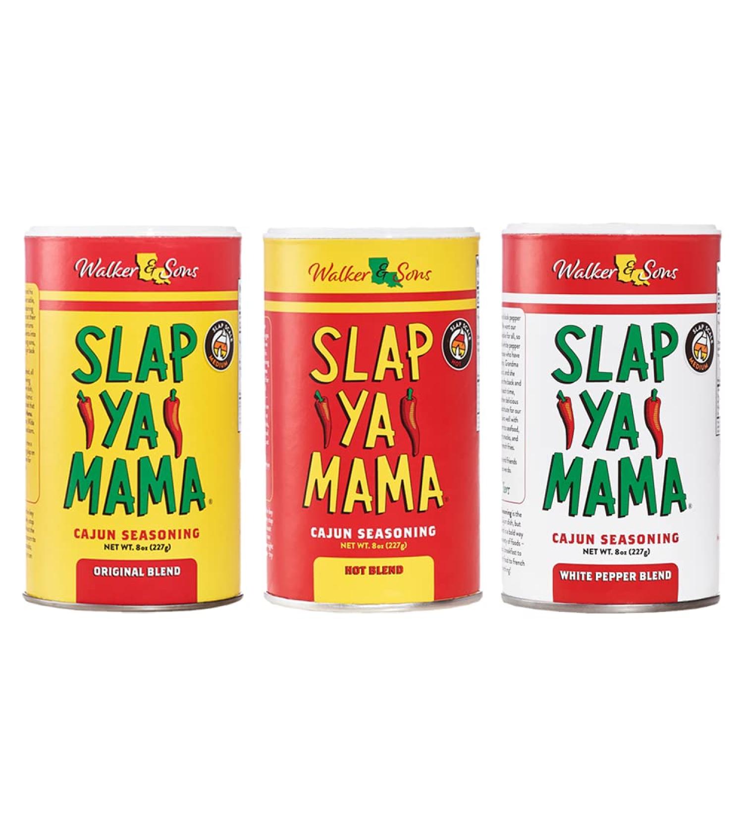 Slap Ya Mama Cajun Seasoning Variety Pack - 8oz Cans (Cajun, Cajun Hot, White Pepper Blend) - Buy Online on GoSupps.com