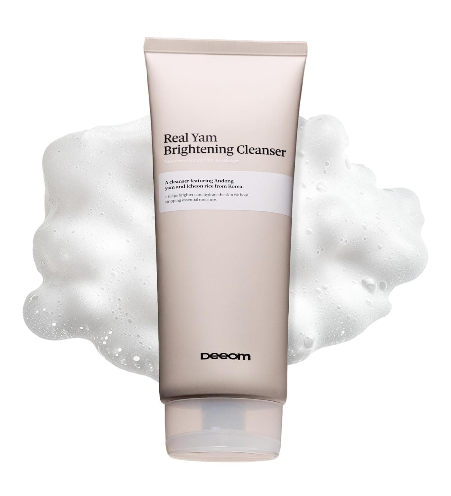 DEEOM Real Yam Brightening Cleanser Gentle Foaming Face Wash for Sensitive Skin with Rice Water Hydrating & Deep Pore Cleansing Korean Skincare 6.76 oz - Buy Online on GoSupps.com