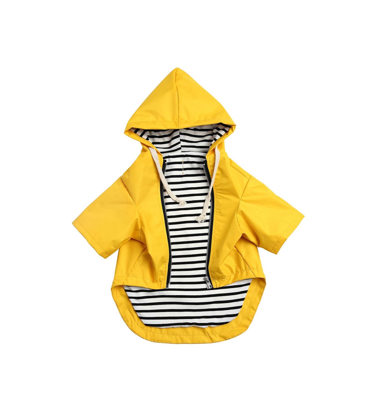 Minezi Hundred Coat - Wind & Rainproof Reflective Buttons & Zippers Adjustable Cord Removable Hood - Yellow Size L (Breast Circumference: 60-69cm) - International Shipping Available - Buy Online on GoSupps.com