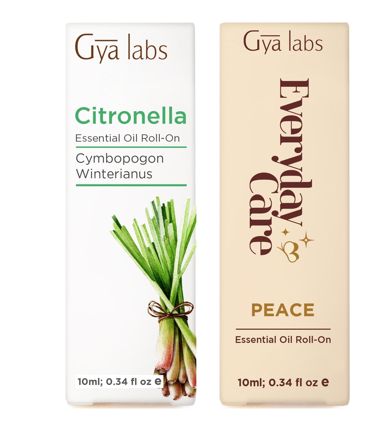 Gya Labs Citronella & Peace Roll On Set - Essential Oils Aromatherapy Roll On with Essential Oil Set - 2x0.34 Fl Oz - Buy Online on GoSupps.com