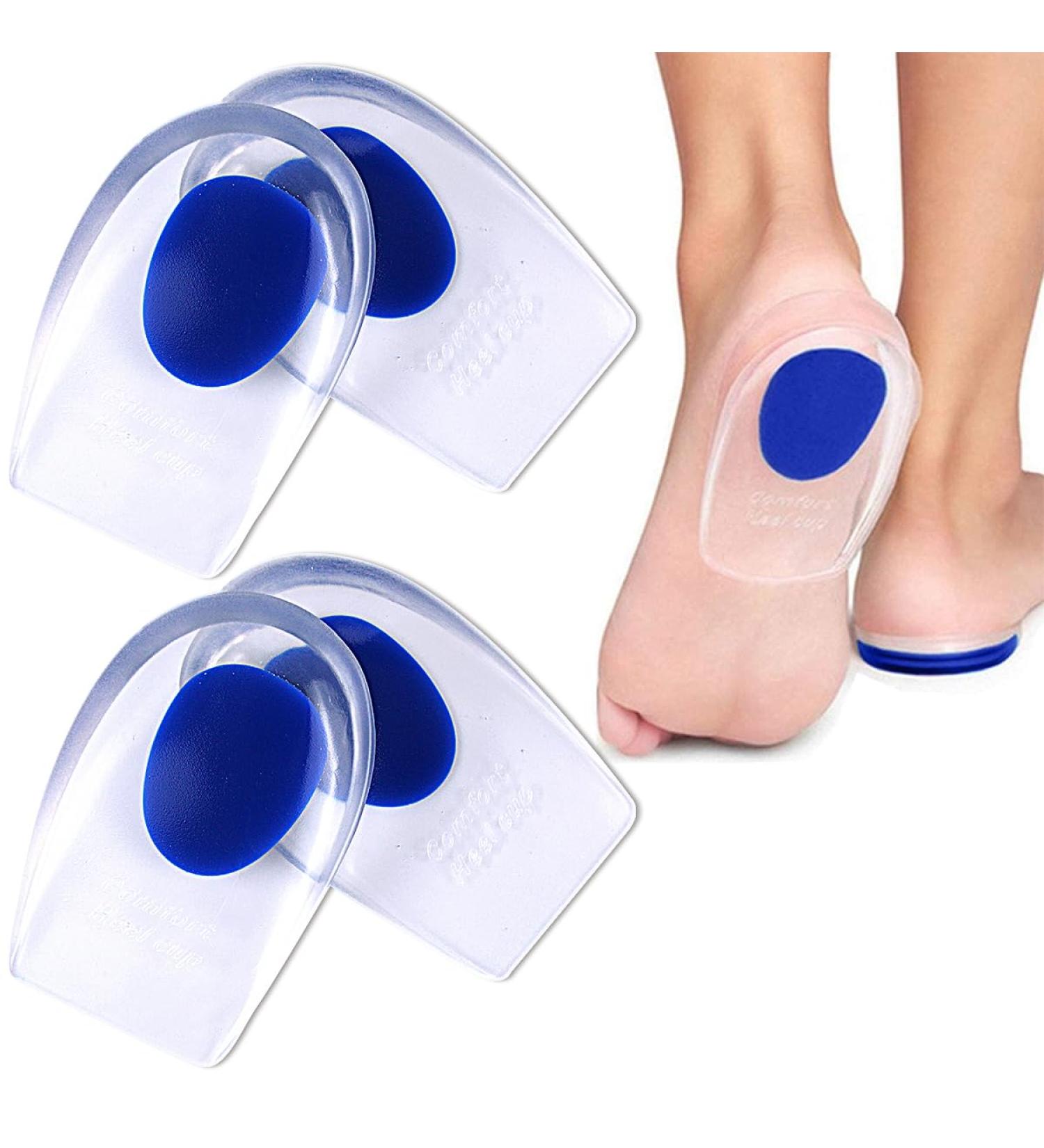 2 Pair Gel Heel Cups for Plantar Fasciitis - Blue Heel Cushion Inserts for Heel Pain Relief (UK 7.5-12/EU 40-45) - Buy Online on GoSupps.com