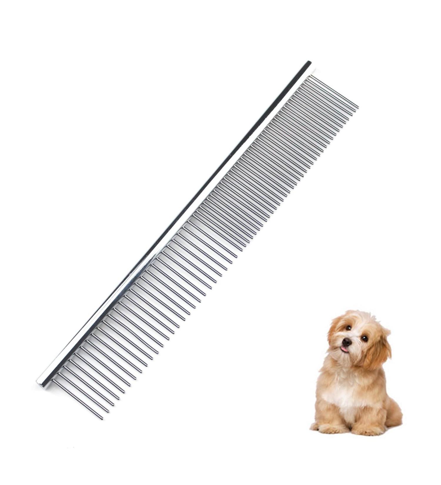 Shop Lumcov 2-in-1 Stainless Steel Pet Comb - Dog & Cat Grooming Tool with Rounded Ends for Removing Mats & Knots (6.7 inch) - International Shipping Available - Buy Online on GoSupps.com