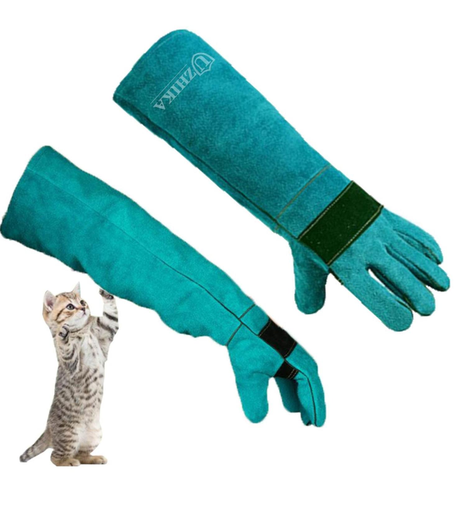 Animal Handling Gloves | Bite Resistant Protection for Dogs, Cats, Birds, Snakes, and Reptiles - Blue - Buy Online on GoSupps.com