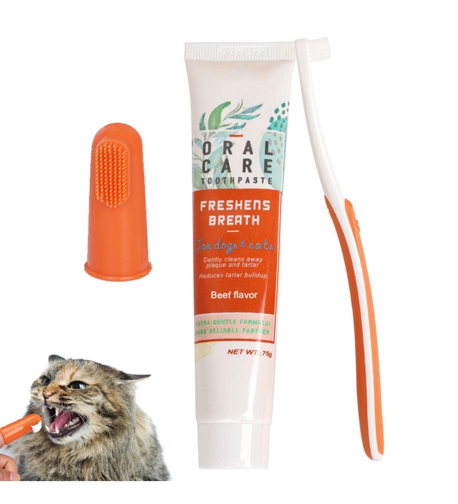 Dog Toothbrush Kit Dog Toothpaste and Brush Set - Puppy Toothpaste and Toothbrush Cats Dogs Finger Toothbrush Vanilla/Beef Flavor Available Xinhuan B: Beef Flavor - Buy Online on GoSupps.com