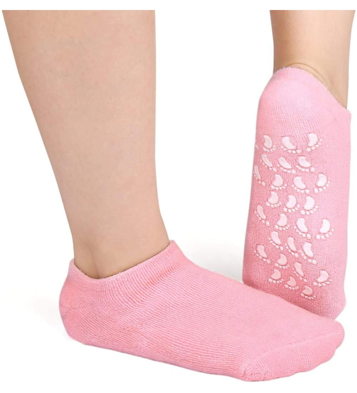 Ossian Moisturising Gel Sock Soften and Moisturise Dry Cracked Heels Therapy with Natural Self Activating Gel Infused Lining Blended with Jojoba Oil Olive Oil Vitamin E and Lavender Oil (Pink) - Buy Online on GoSupps.com