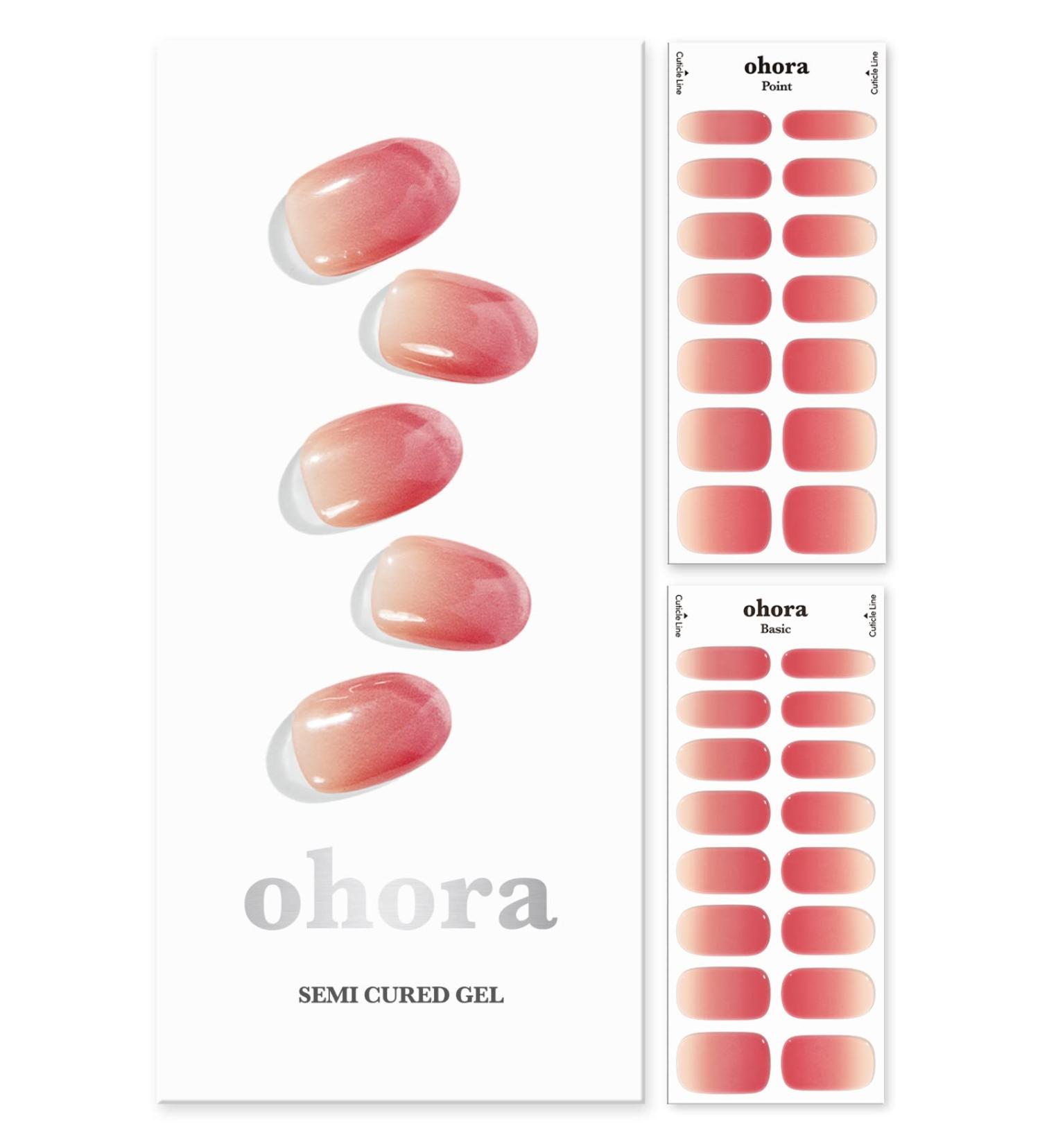 ohora Semi Cured Gel Nail Strips (N Basic Nails no.1) - Salon-Quality, Long Lasting, Easy to Apply | Works with Any Nail Lamp | Includes 2 Prep Pads, Nail File, Wooden Stick - Buy Online on GoSupps.com