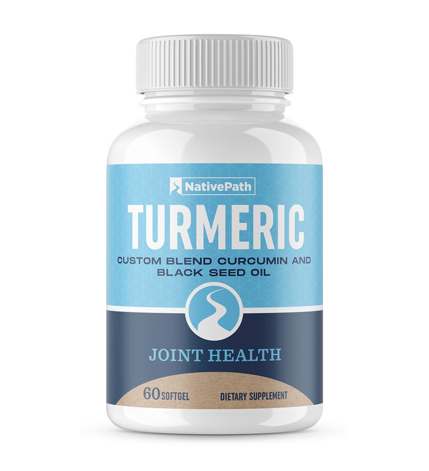 NativePath Turmeric Curcumin with Black Seed Oil - Joint Health & Antioxidant 60 Softgels - Buy Online on GoSupps.com