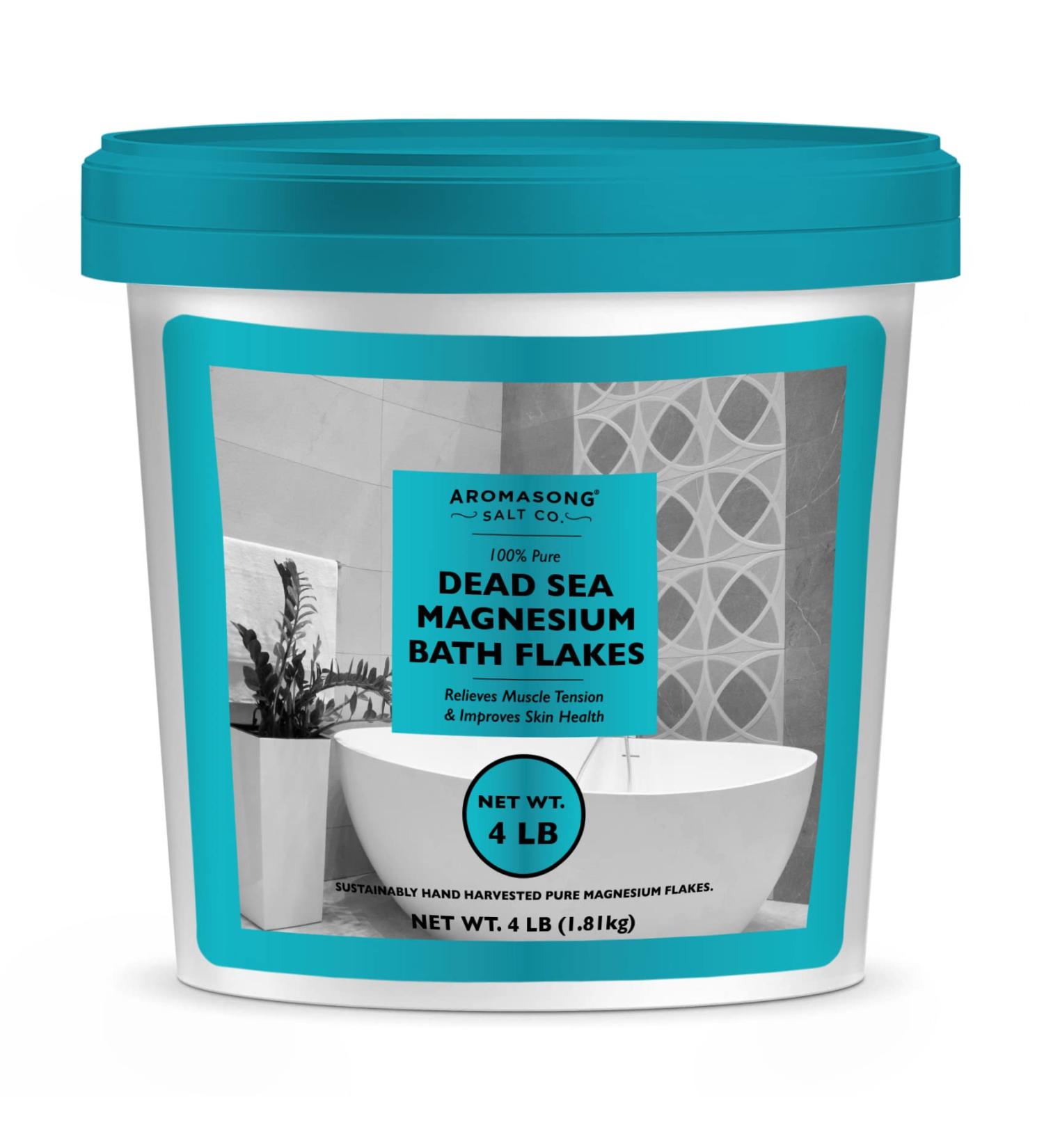 Aromasong Raw Dead Sea Magnesium Flakes for Bath - 4 LB Bulk Bath Salt - Buy Online on GoSupps.com