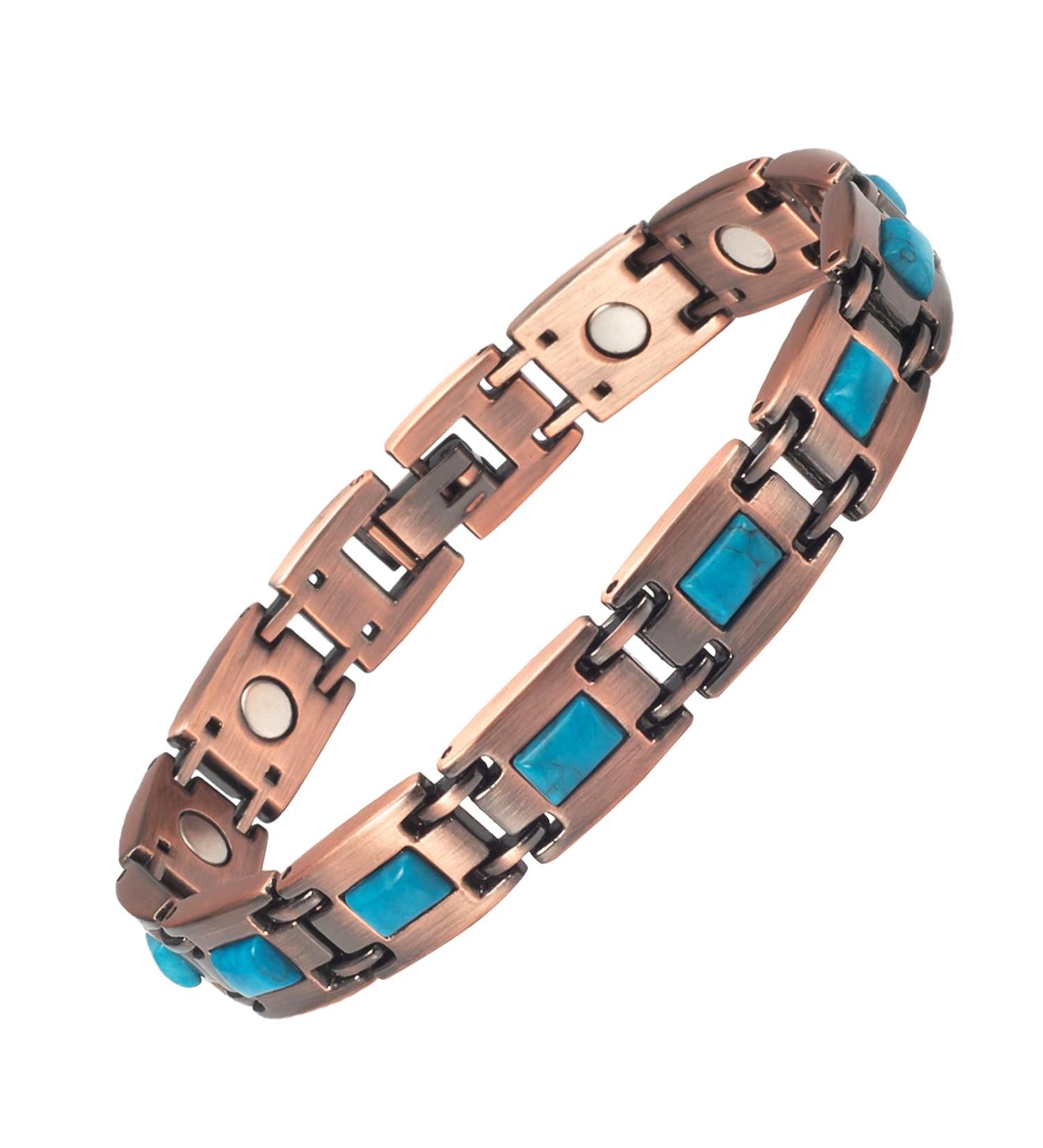 EnerCoppeX Copper Magnetic Bracelet for Women - Turquoise Jewelry with 3500 Gauss Magnet (COB-0168) - Buy Online on GoSupps.com